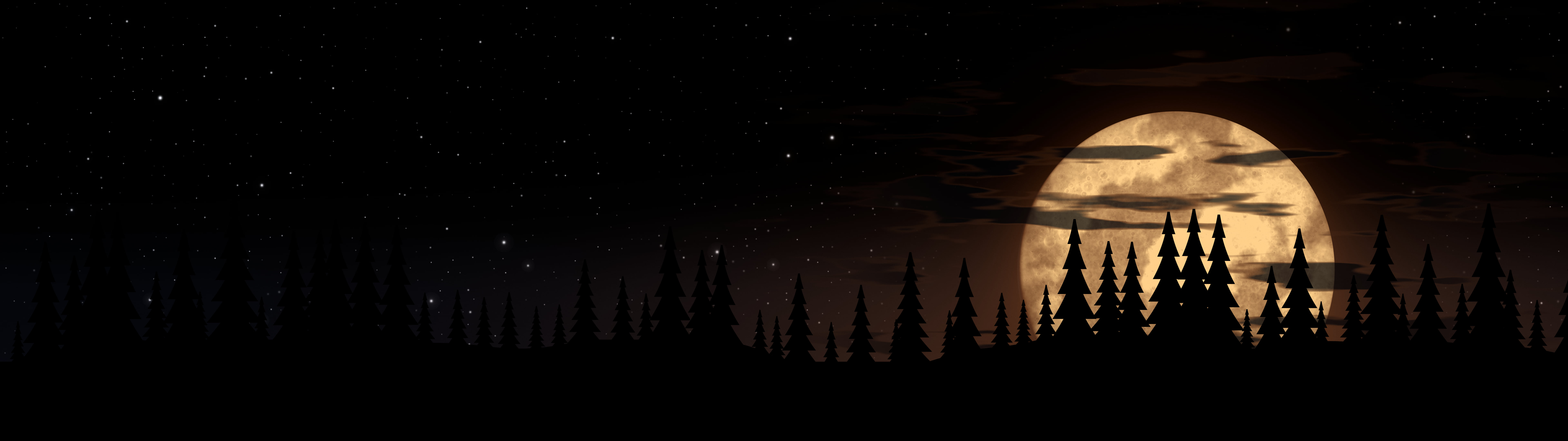 Black Moonrise dual monitor wallpaper, 7680 × 2160