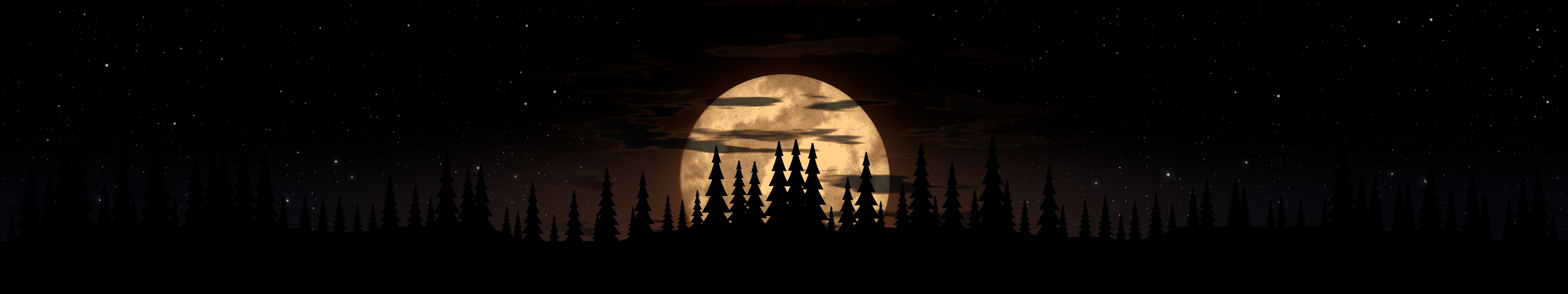Black Moonrise triple monitor wallpaper, 7680 × 1440
