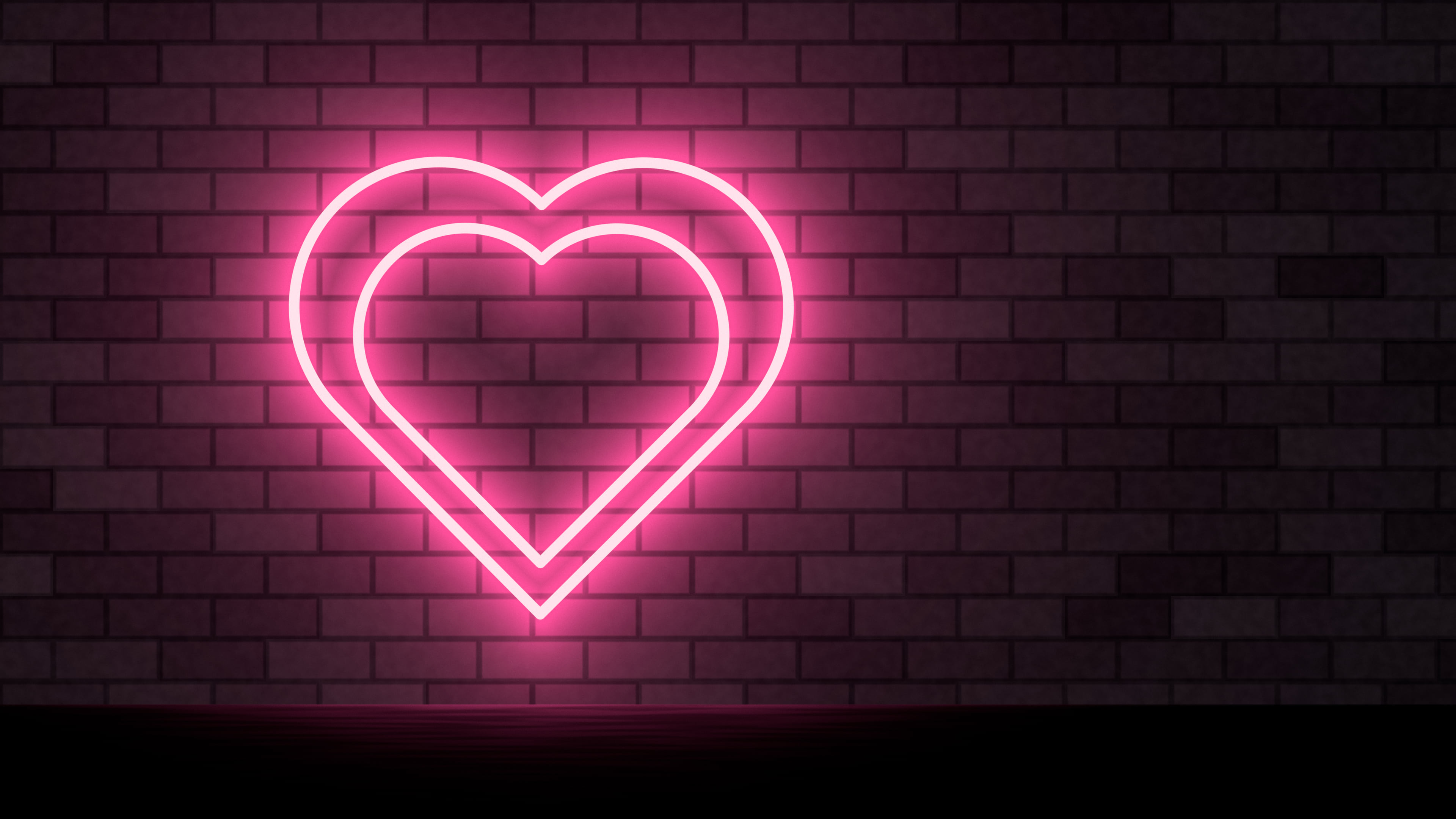 Black Neon Heart desktop wallpaper in 4K