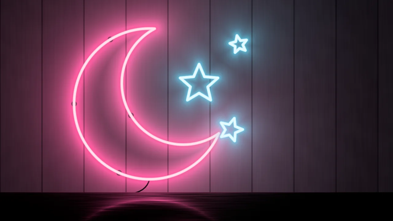 Black Neon Moon desktop wallpaper in 4K