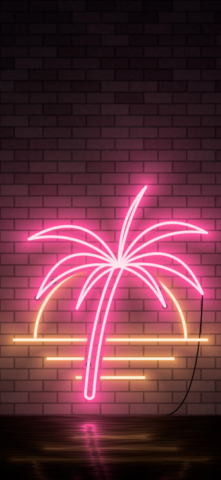 Black Neon Palm Tree wallpaper for iPhone and Android