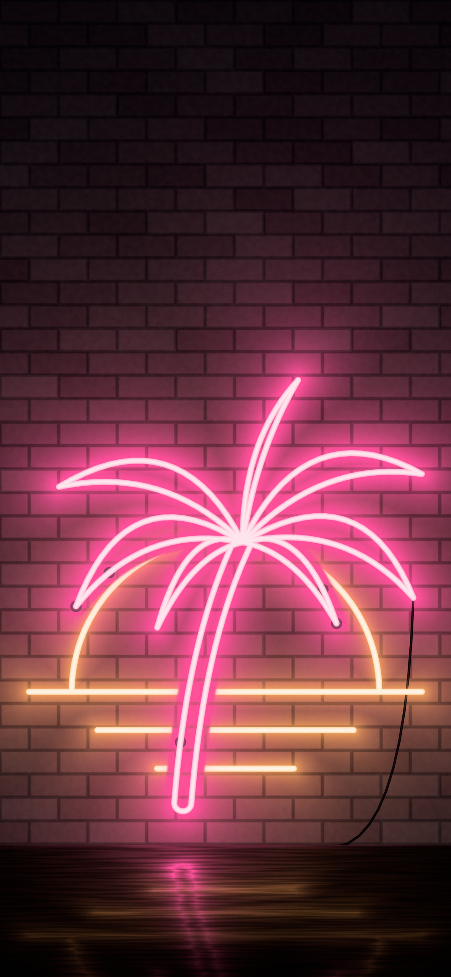Black Neon Palm Tree wallpaper for iPhone and Android