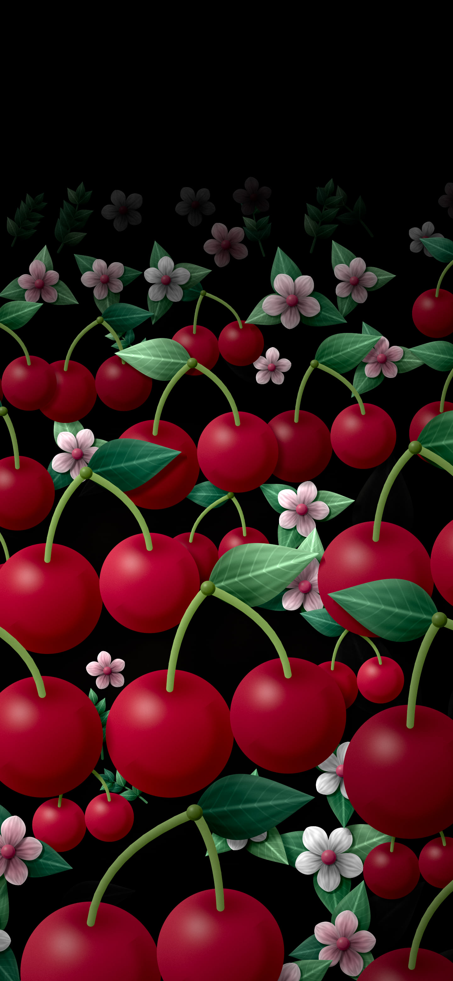 Black Paper Cherry Pattern wallpaper for iPhone and Android