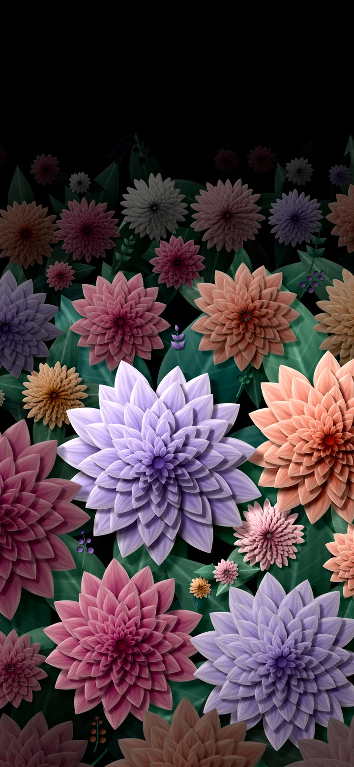 Black Paper Dahlia Pattern wallpaper for iPhone and Android