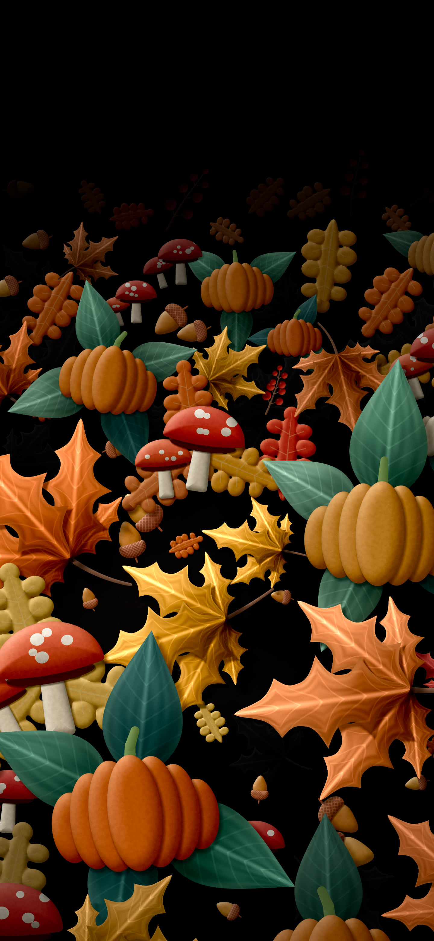 Black Paper Fall Harvest Pattern wallpaper for iPhone and Android
