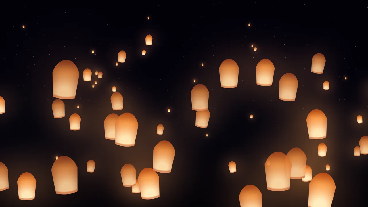 Black Paper Lanterns desktop wallpaper in 4K