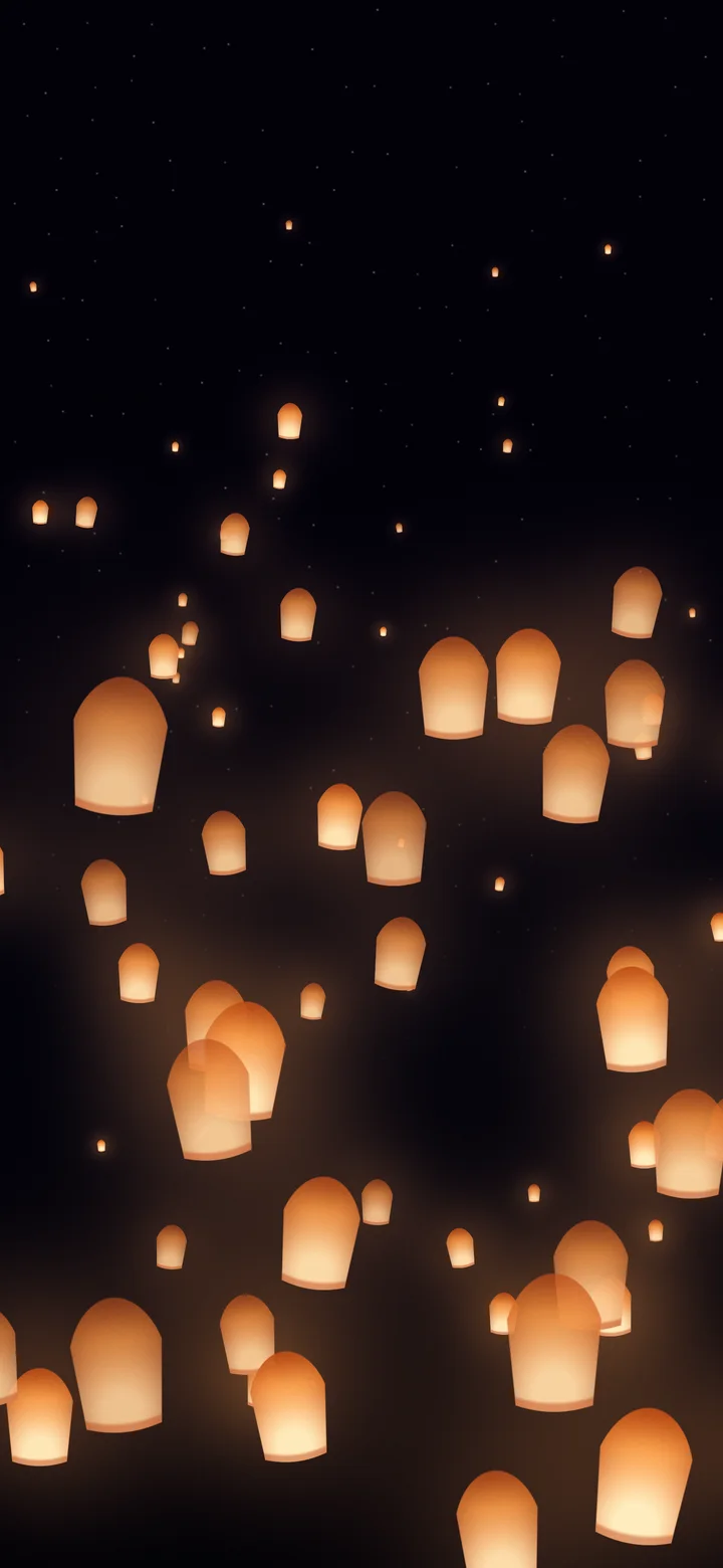 Black Paper Lanterns wallpaper for iPhone and Android