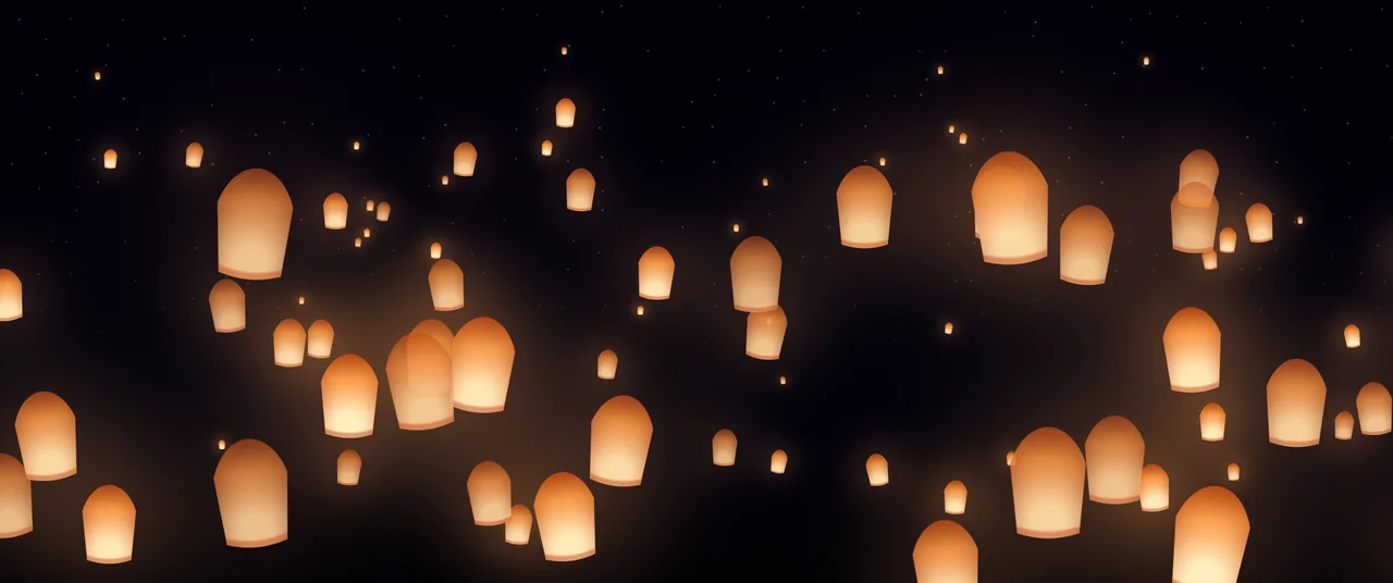 Black Paper Lanterns ultrawide wallpaper, 3440 × 1440