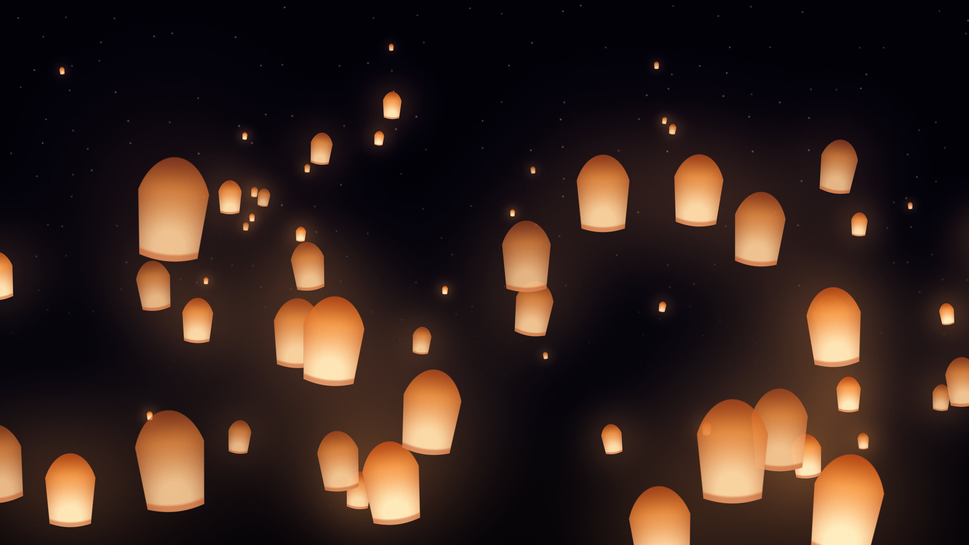 Black Paper Lanterns desktop wallpaper in 4K