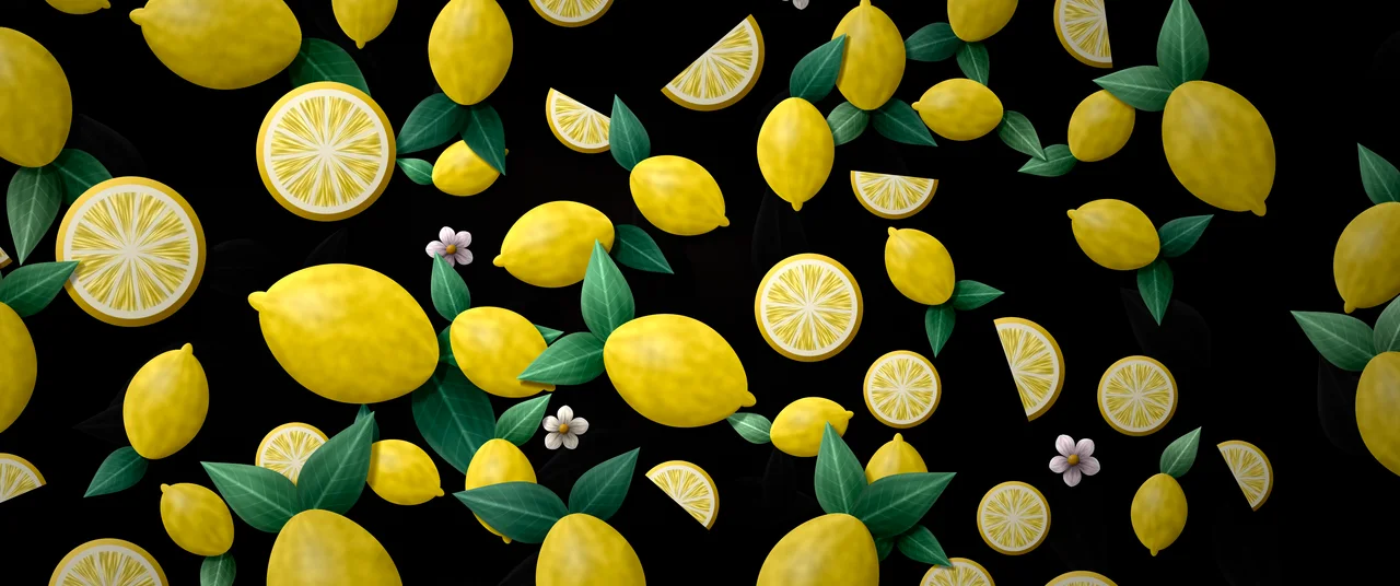Black Paper Lemon Pattern ultrawide wallpaper, 3440 × 1440