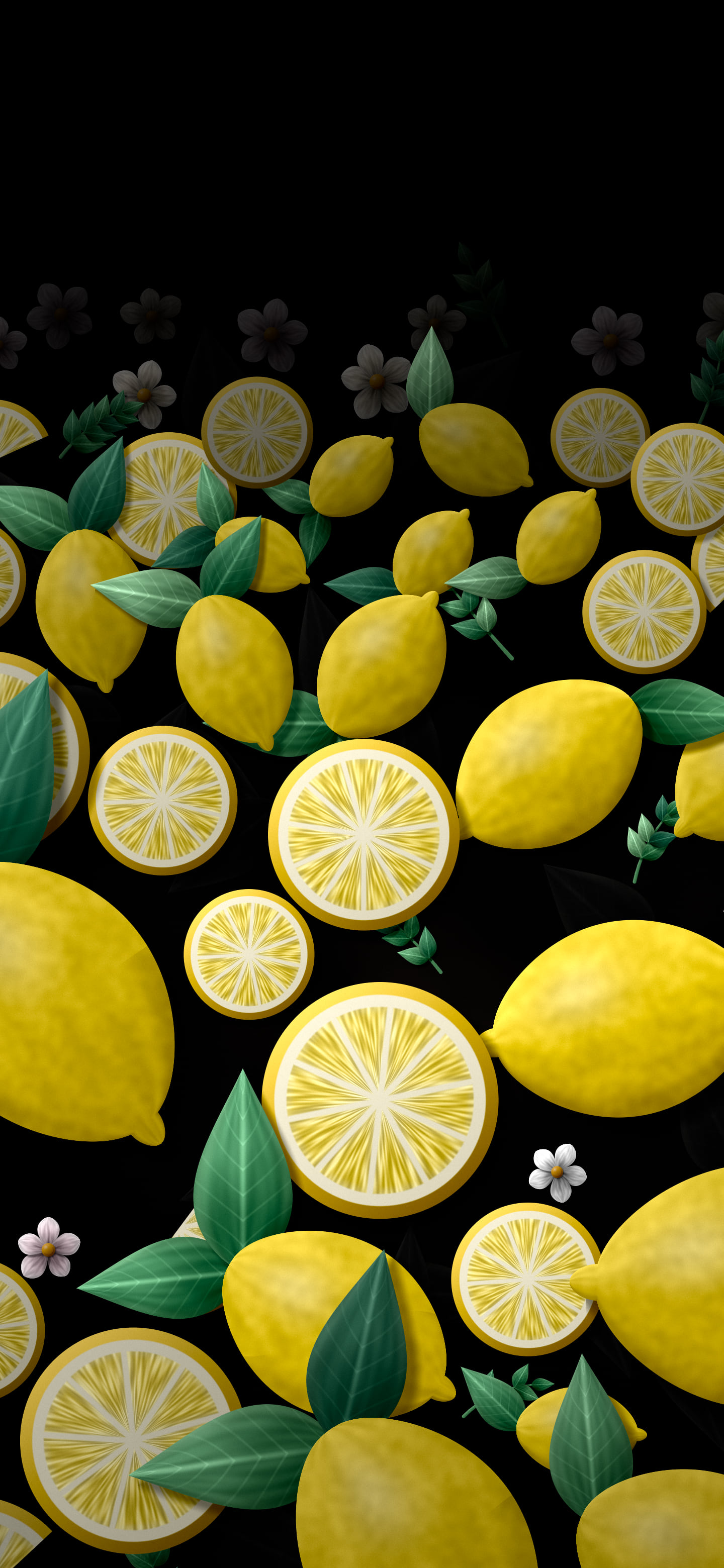Black Paper Lemon Pattern wallpaper for iPhone and Android