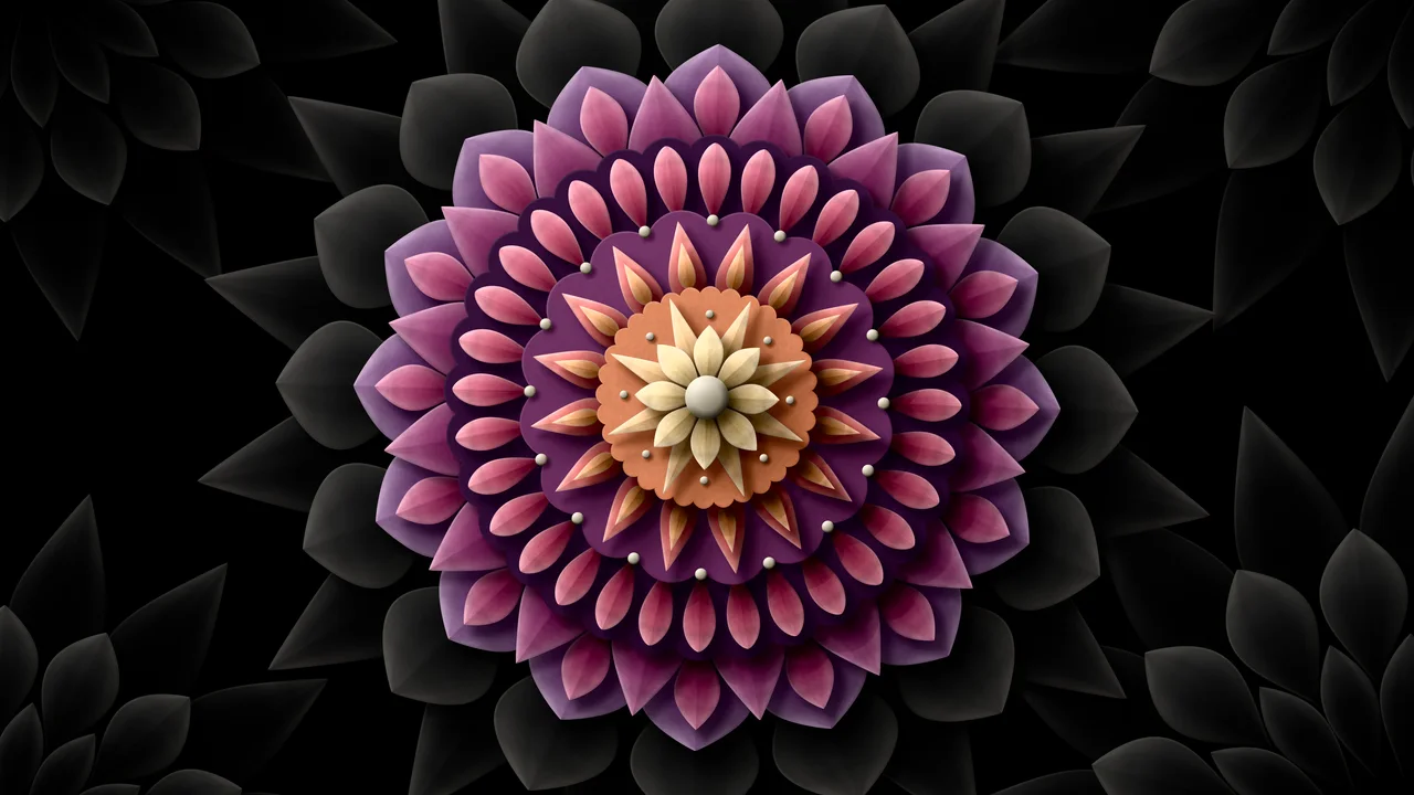 Black Paper Mandala desktop wallpaper in 4K