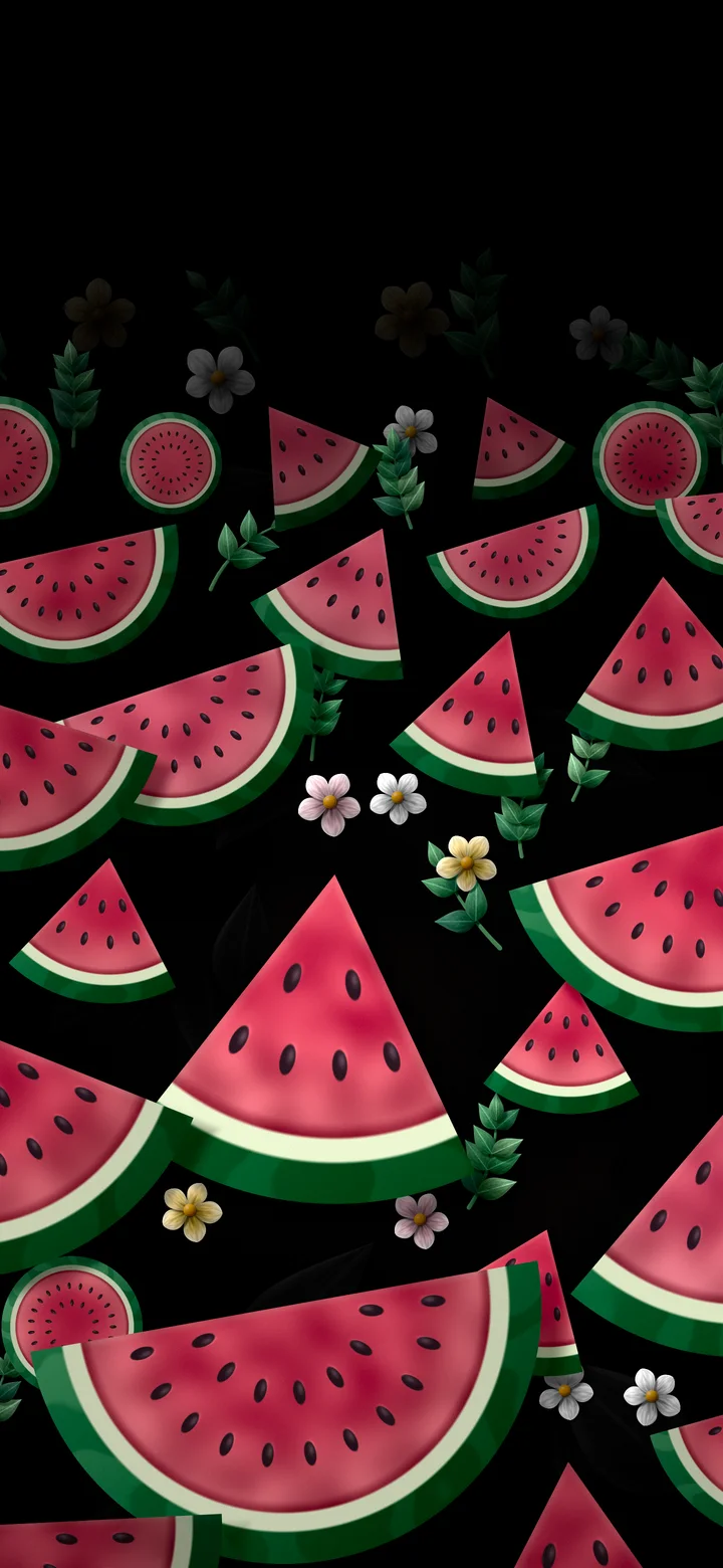 Black Paper Watermelon Pattern wallpaper for iPhone and Android