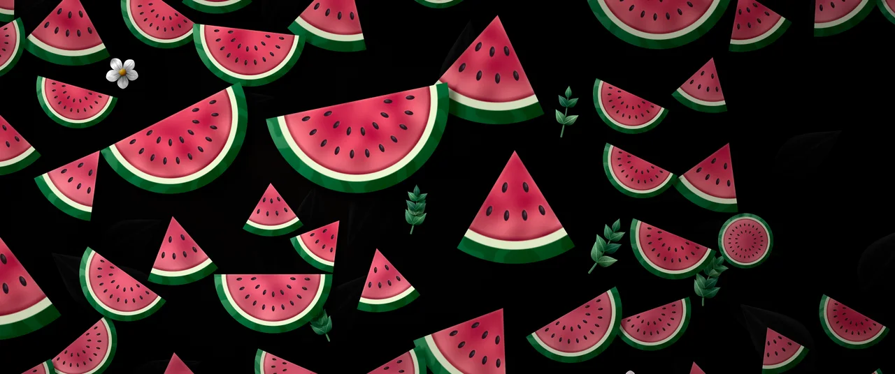 Black Paper Watermelon Pattern ultrawide wallpaper, 3440 × 1440