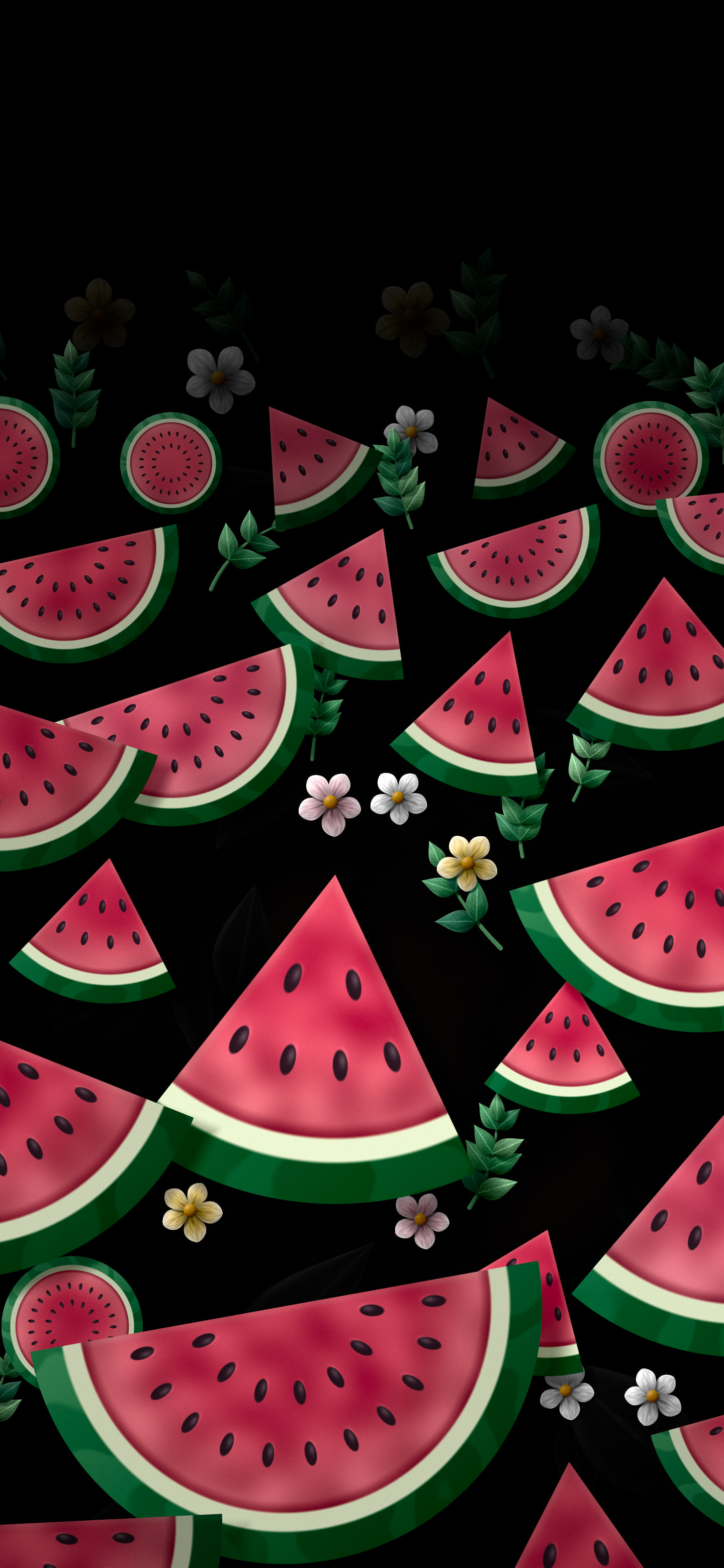 Black Paper Watermelon Pattern wallpaper for iPhone and Android