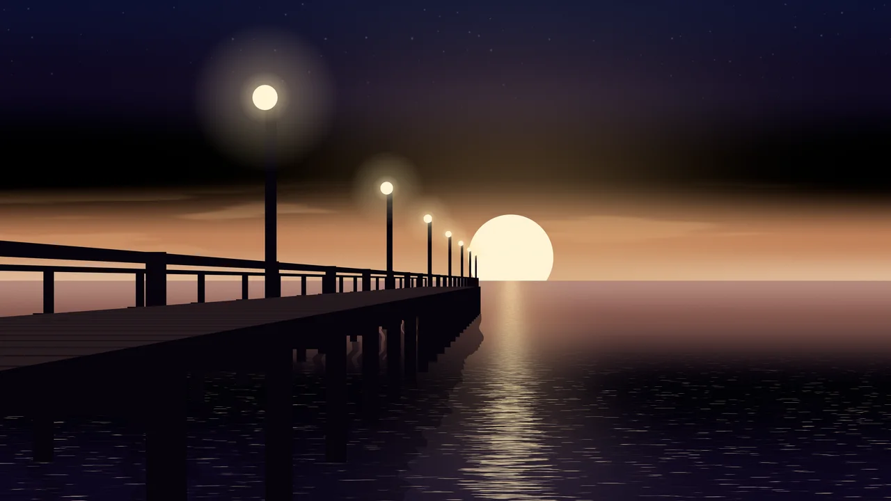 Black Pier Sunset desktop wallpaper in 4K