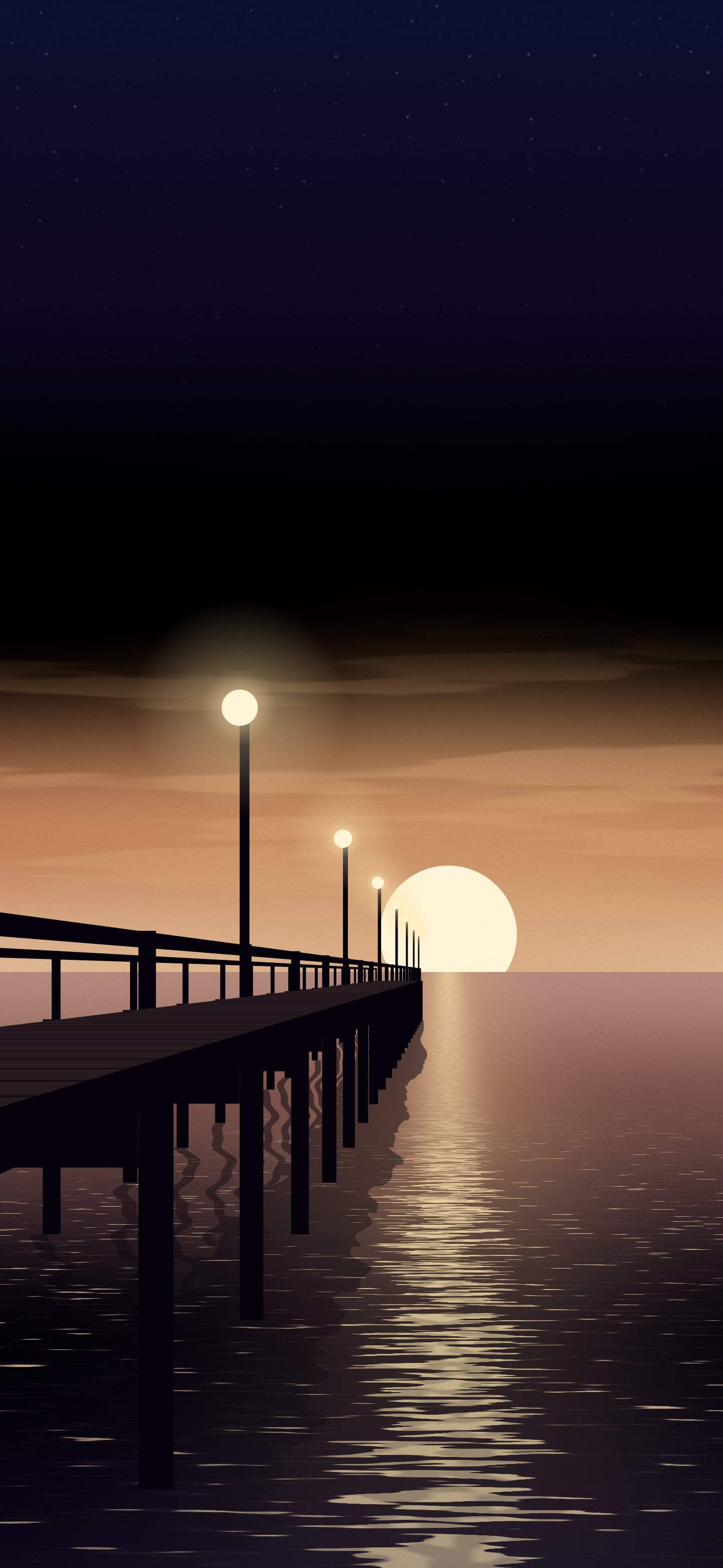 Black Pier Sunset wallpaper for iPhone and Android