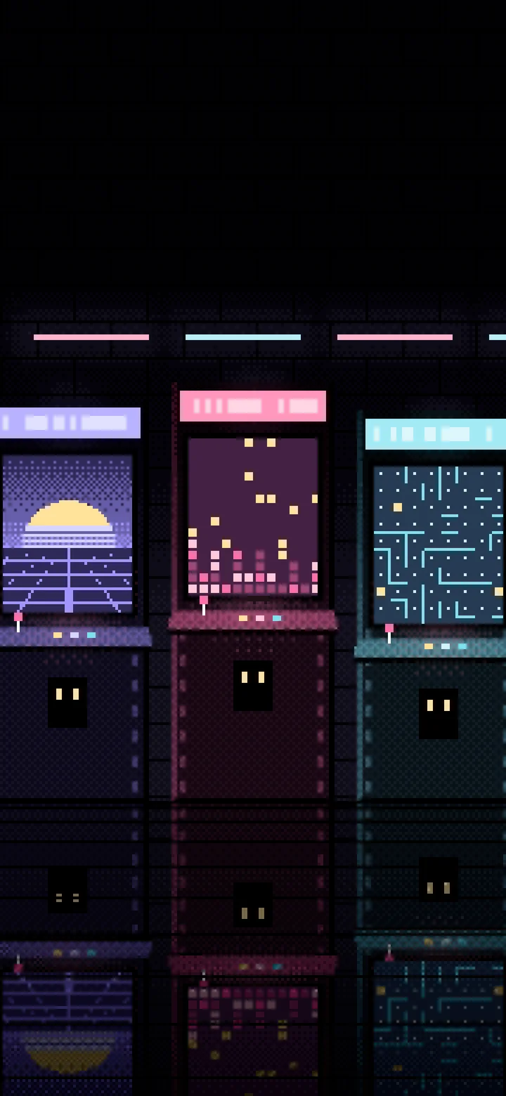 Black Pixel Art Arcade wallpaper for iPhone and Android