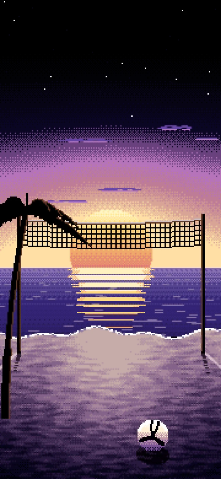 Black Pixel Art Beach Volleyball wallpaper for iPhone and Android