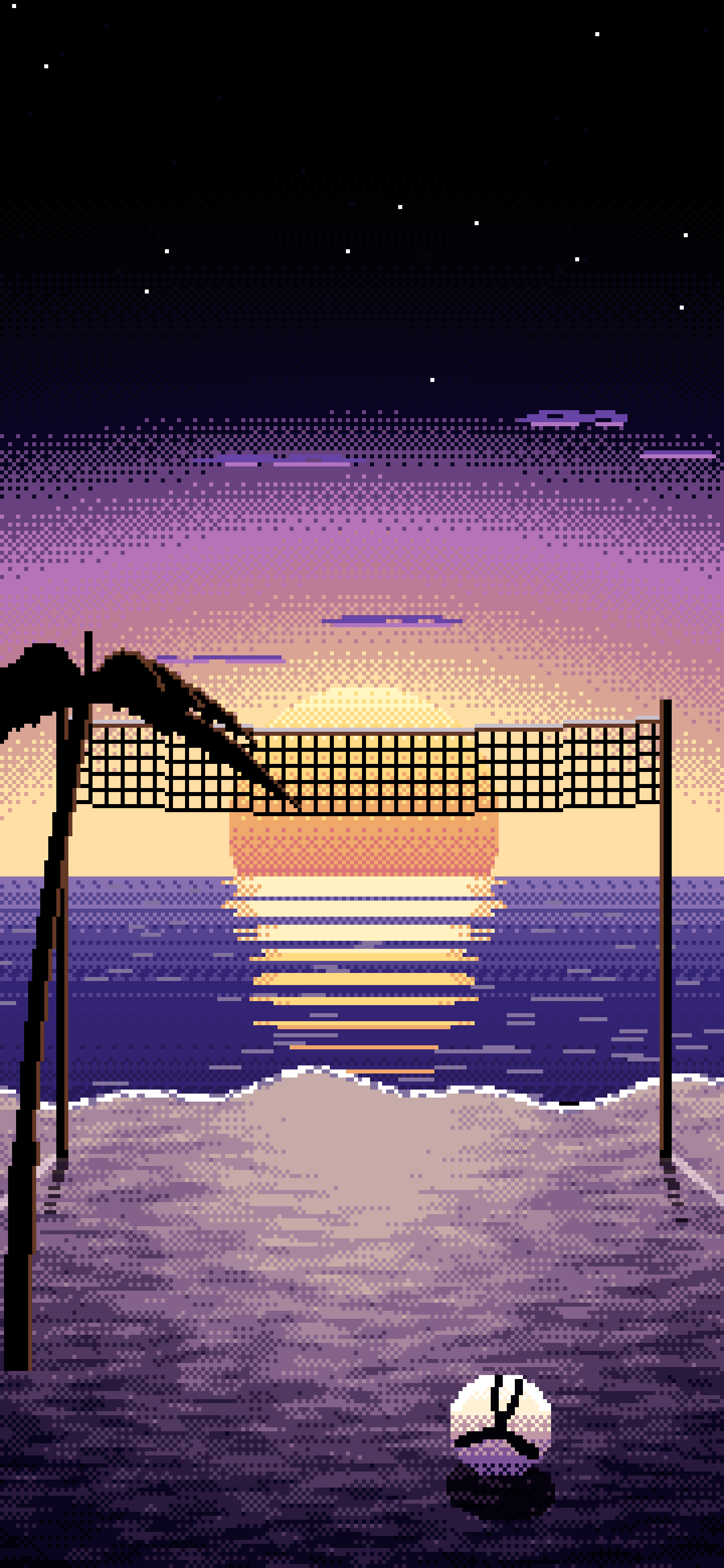 Black Pixel Art Beach Volleyball wallpaper for iPhone and Android