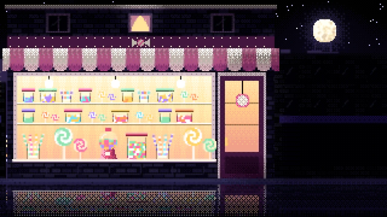 Black Pixel Art Candy Shop desktop wallpaper in 4K