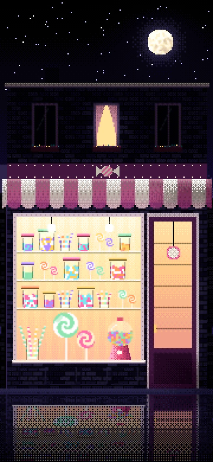 Black Pixel Art Candy Shop wallpaper for iPhone and Android