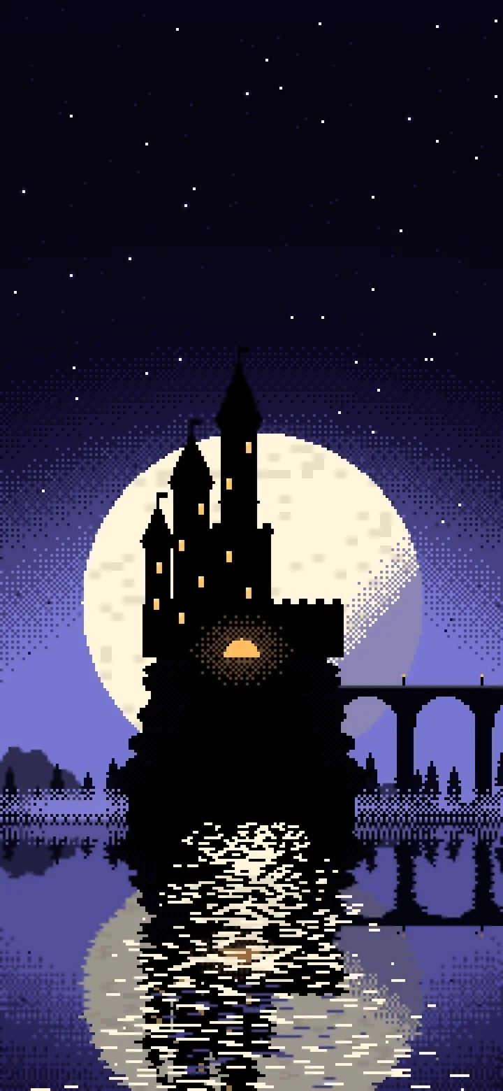 Black Pixel Art Castle wallpaper for iPhone and Android