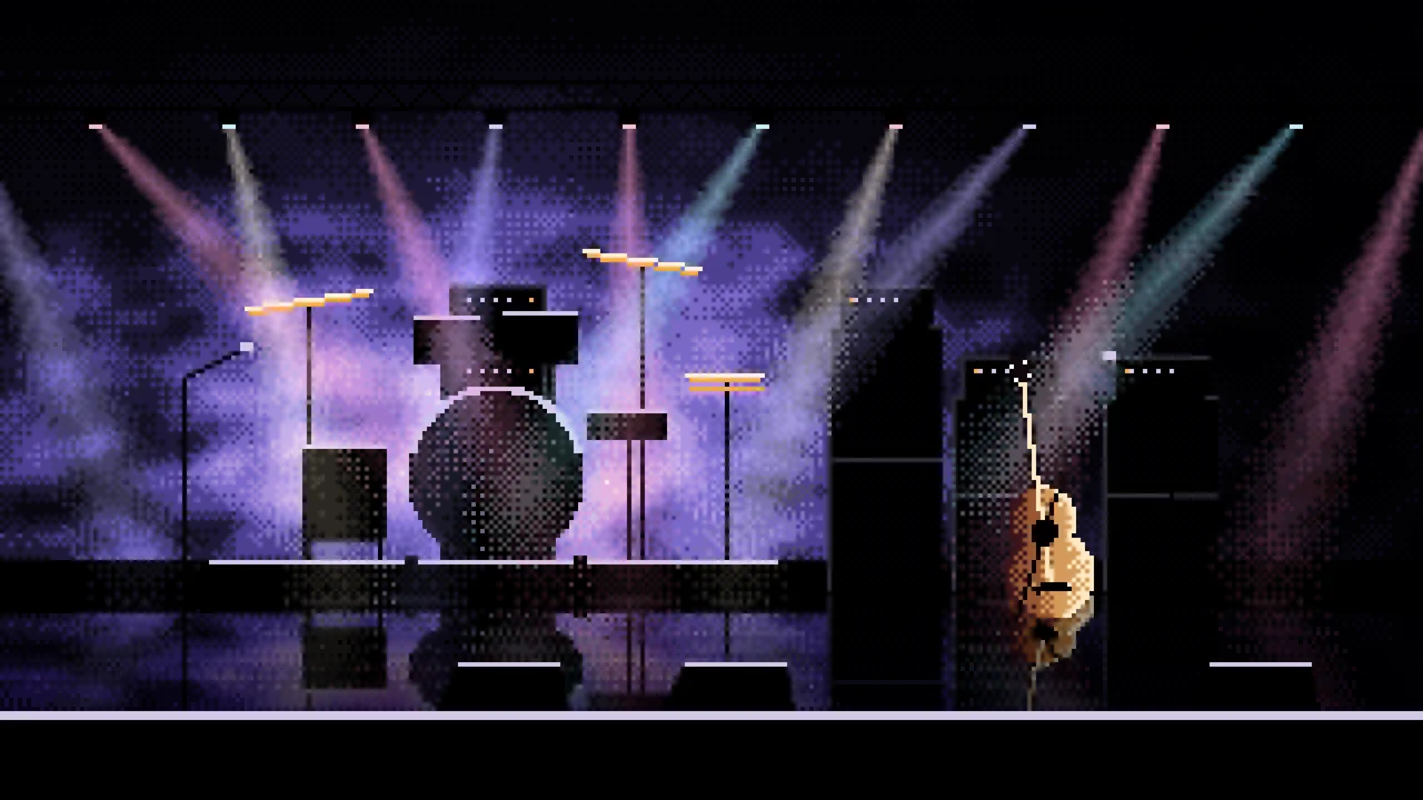 Black Pixel Art Concert Stage desktop wallpaper in 4K