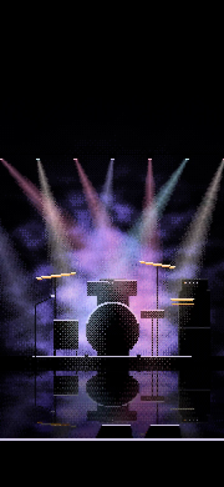 Black Pixel Art Concert Stage wallpaper for iPhone and Android