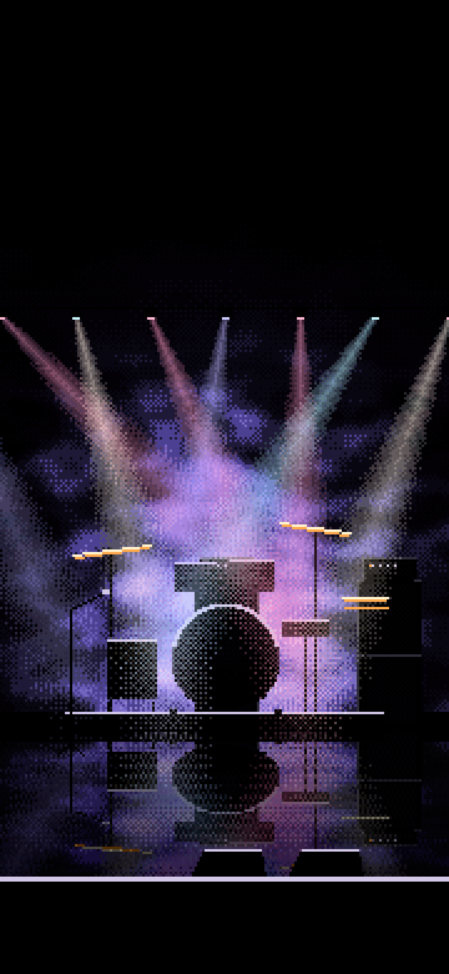 Black Pixel Art Concert Stage wallpaper for iPhone and Android