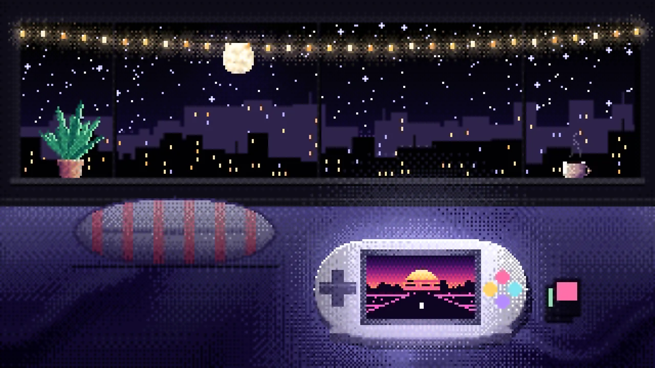 Black Pixel Art Handheld Game Console desktop wallpaper in 4K