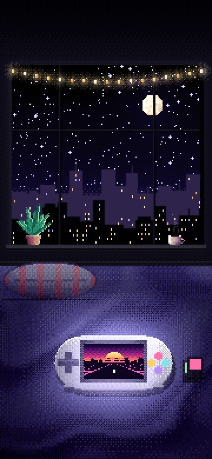 Black Pixel Art Handheld Game Console wallpaper for iPhone and Android