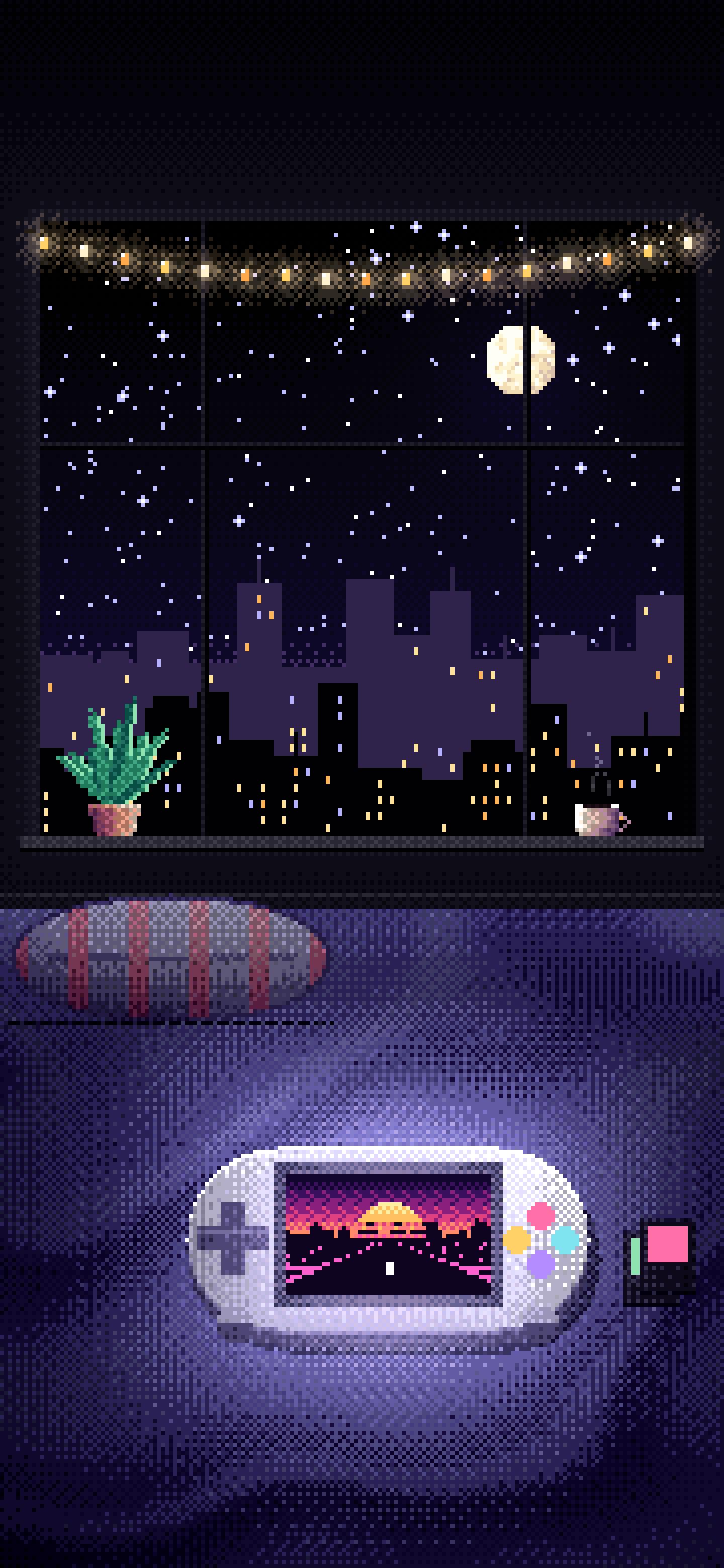 Black Pixel Art Handheld Game Console wallpaper for iPhone and Android