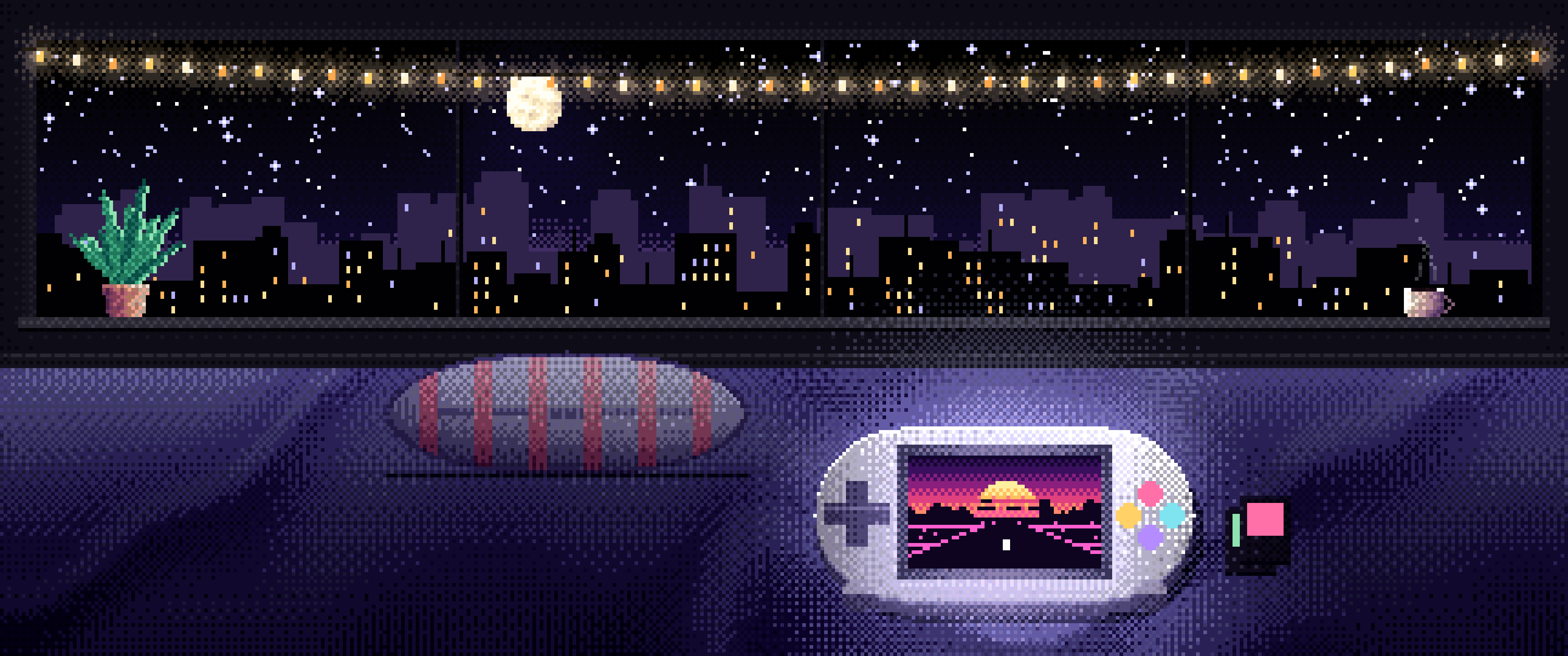 Black Pixel Art Handheld Game Console ultrawide wallpaper, 3440 × 1440