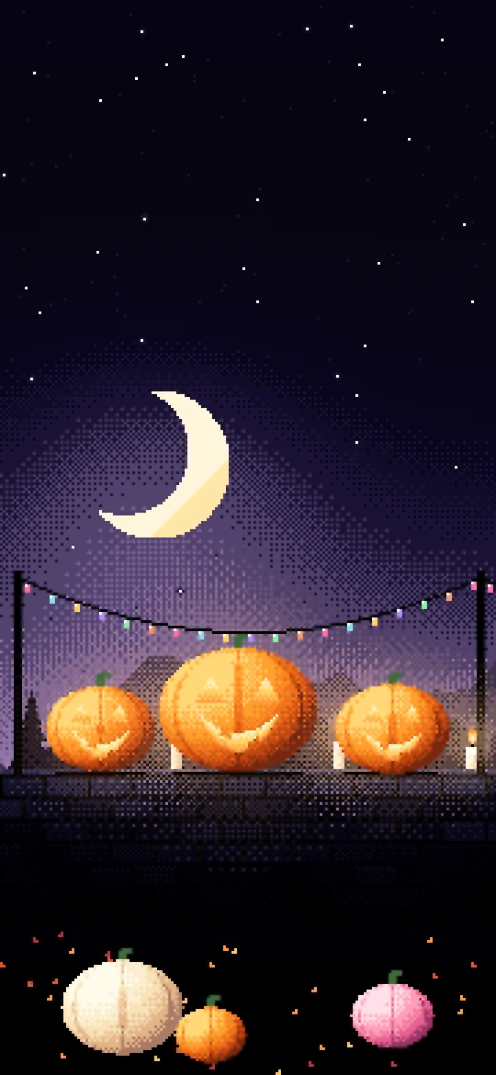Black Pixel Art Jack O Lanterns wallpaper for iPhone and Android