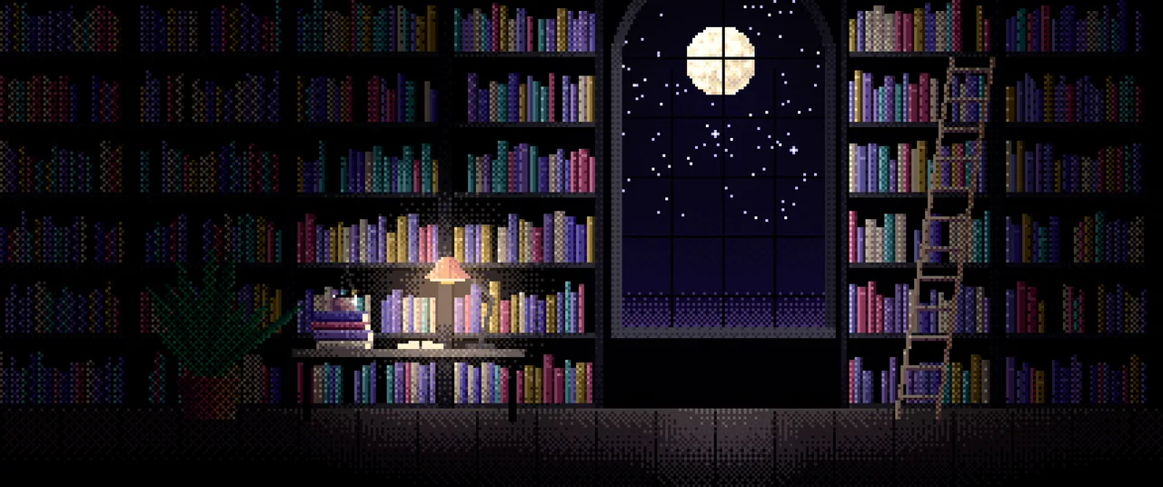 Black Pixel Art Library ultrawide wallpaper, 3440 × 1440