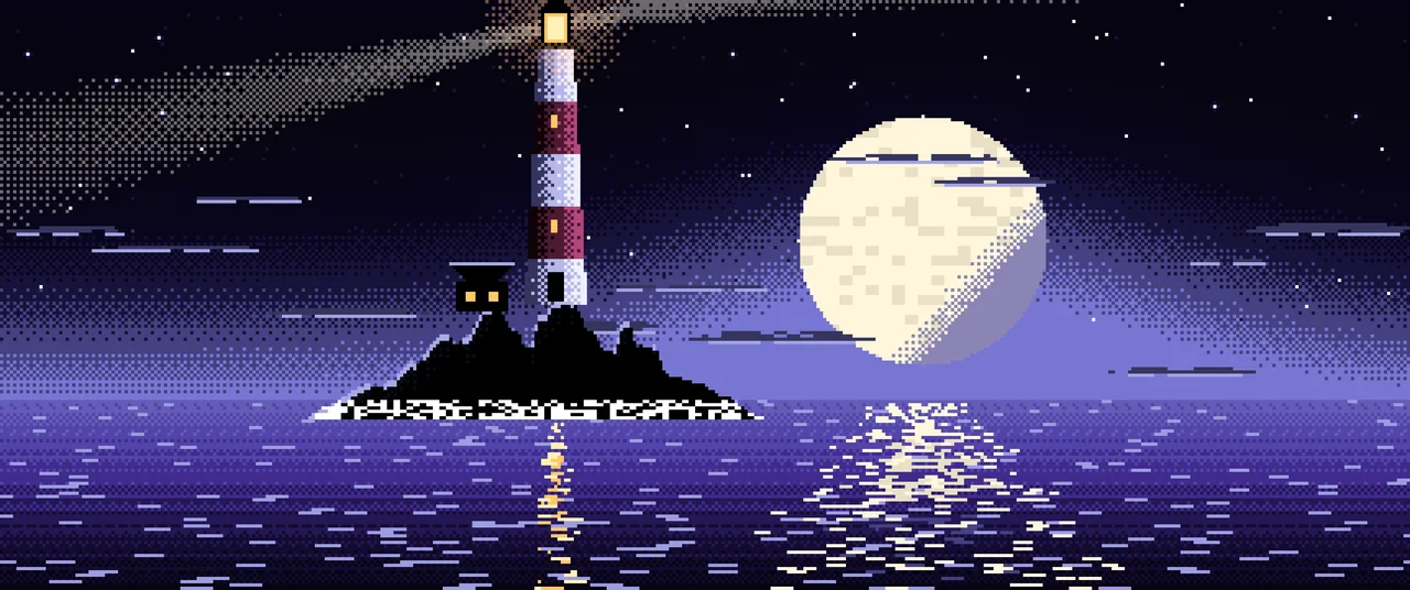 Black Pixel Art Lighthouse ultrawide wallpaper, 3440 × 1440