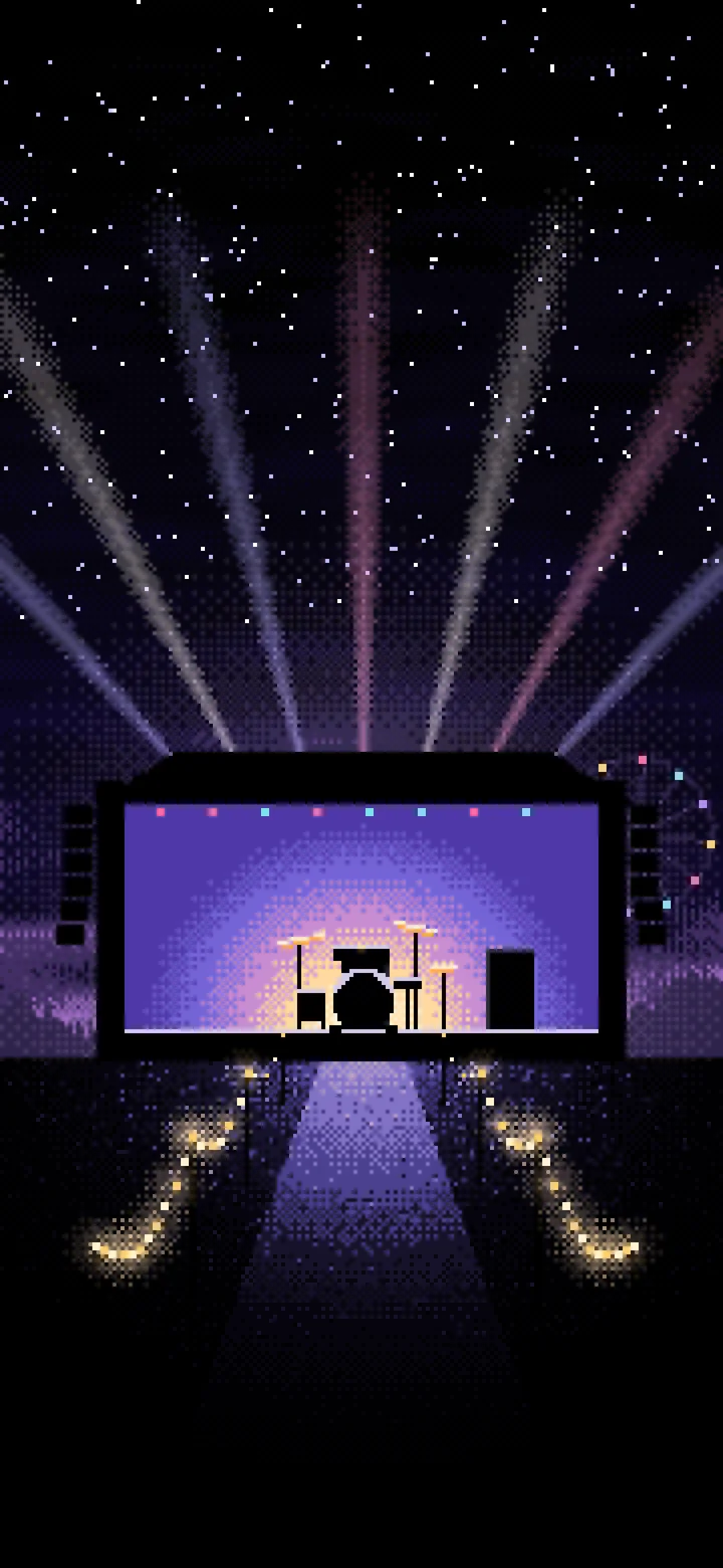 Black Pixel Art Music Festival wallpaper for iPhone and Android