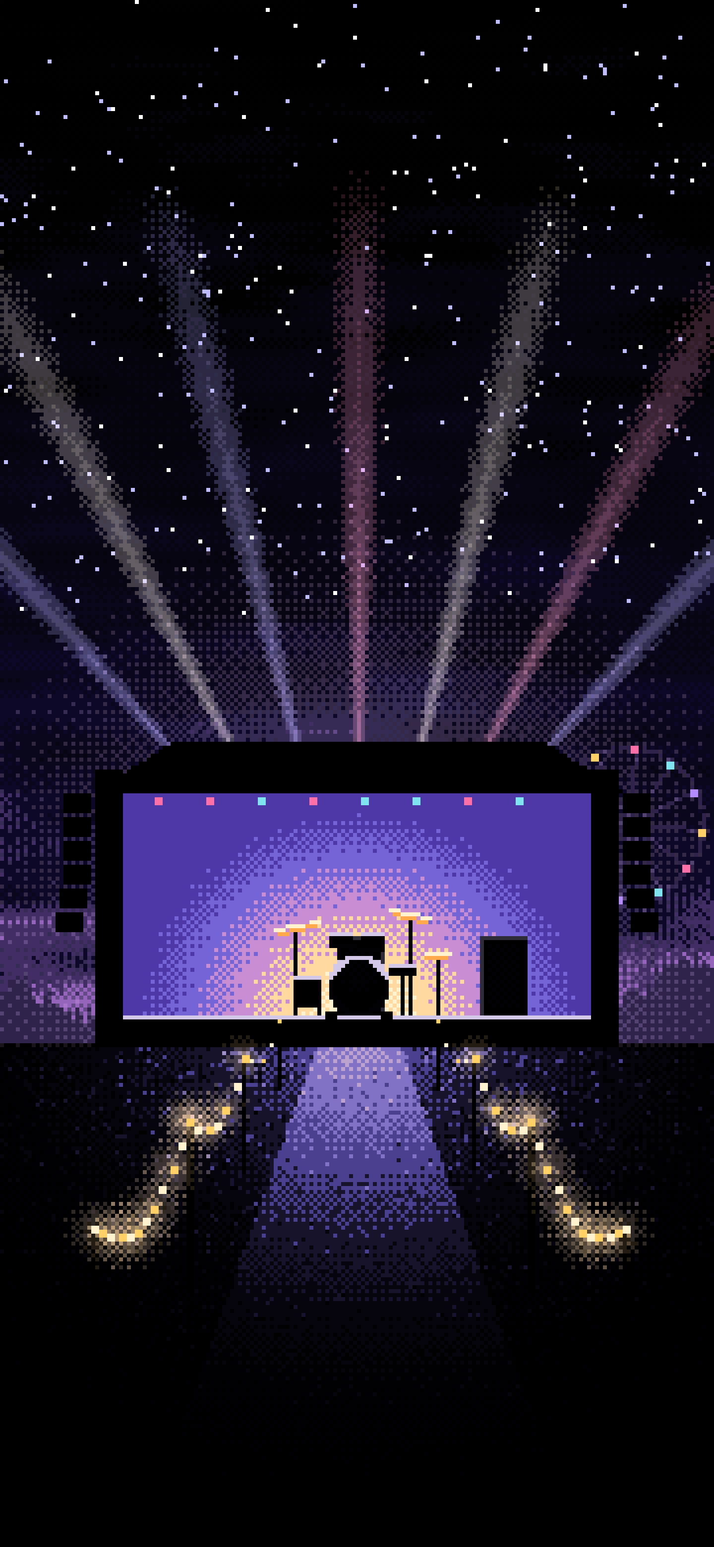 Black Pixel Art Music Festival wallpaper for iPhone and Android