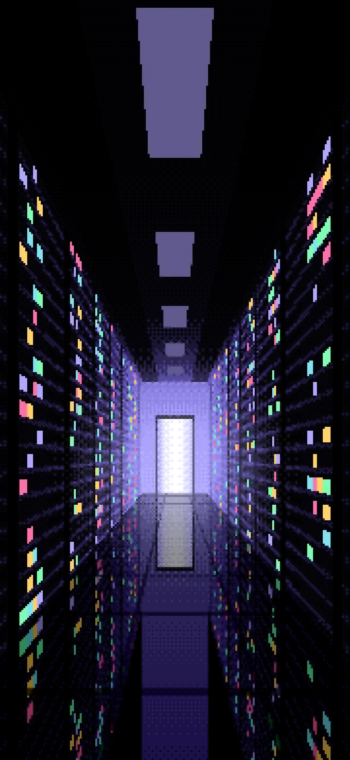 Black Pixel Art Server Room wallpaper for iPhone and Android