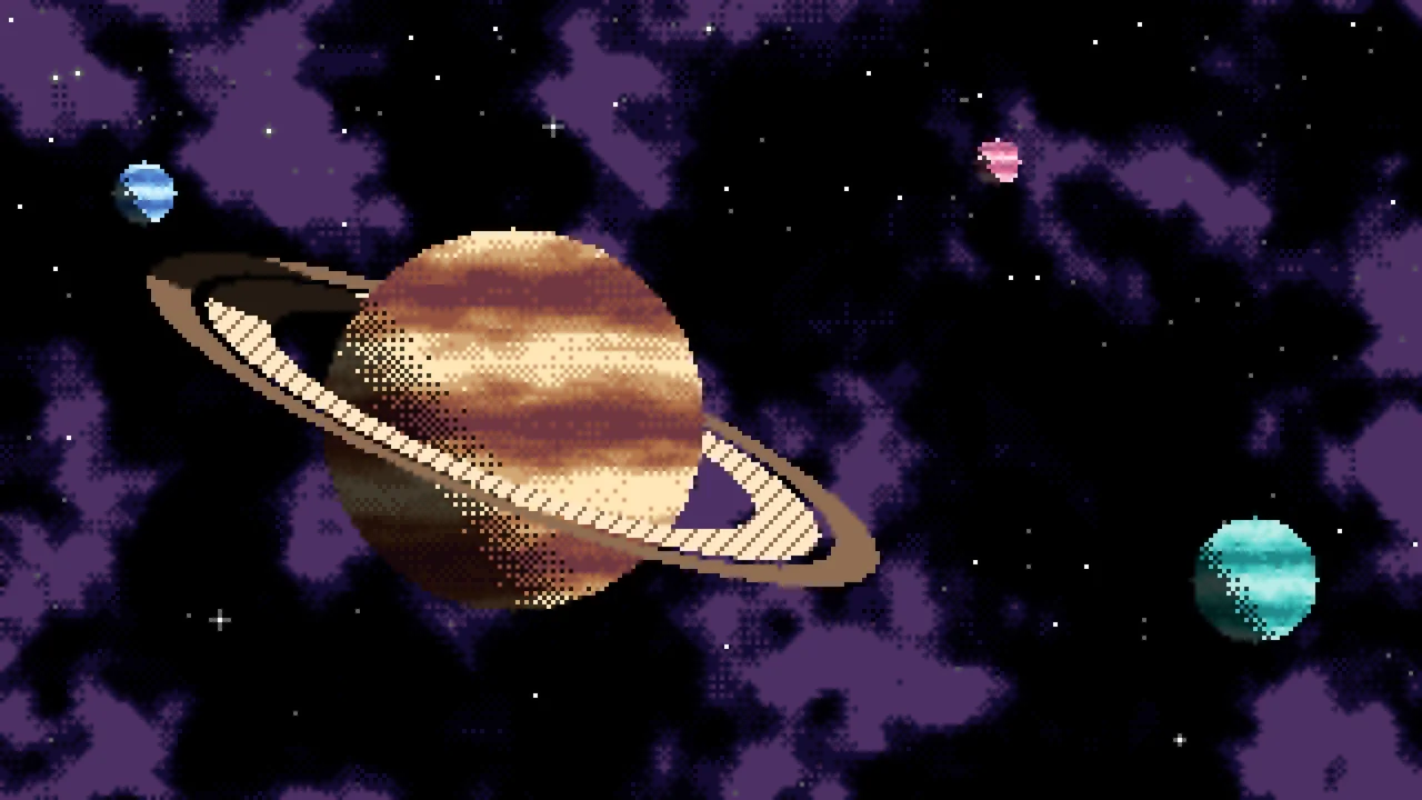 Black Pixel Art Space desktop wallpaper in 4K