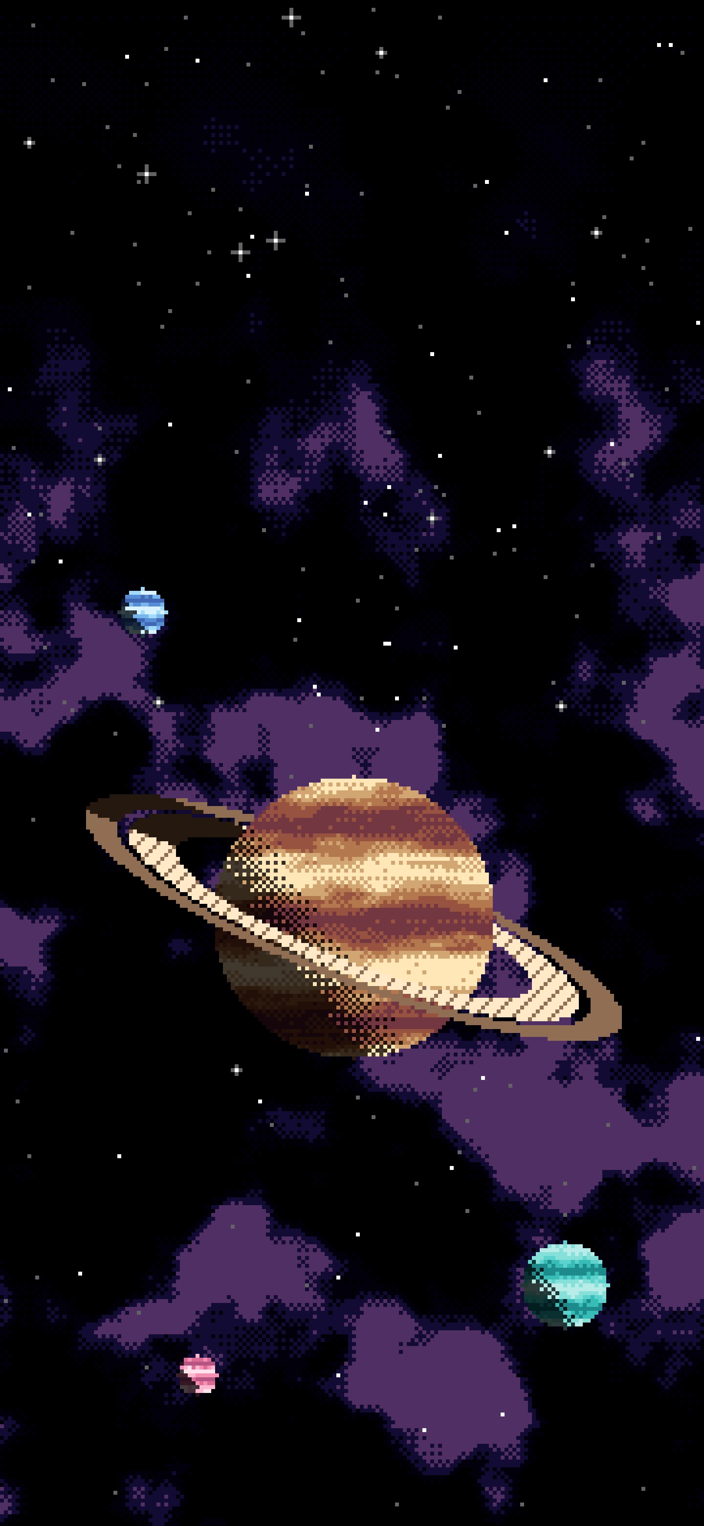 Black Pixel Art Space wallpaper for iPhone and Android