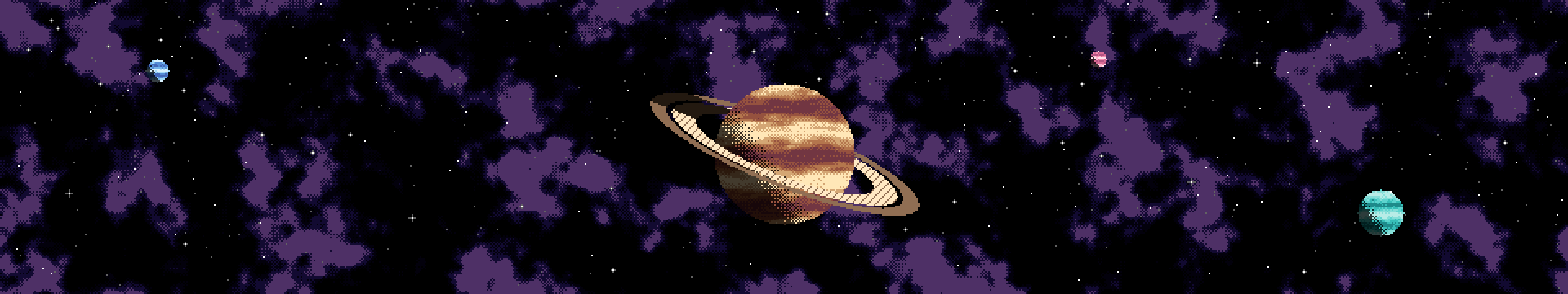 Black Pixel Art Space triple monitor wallpaper, 7680 × 1440