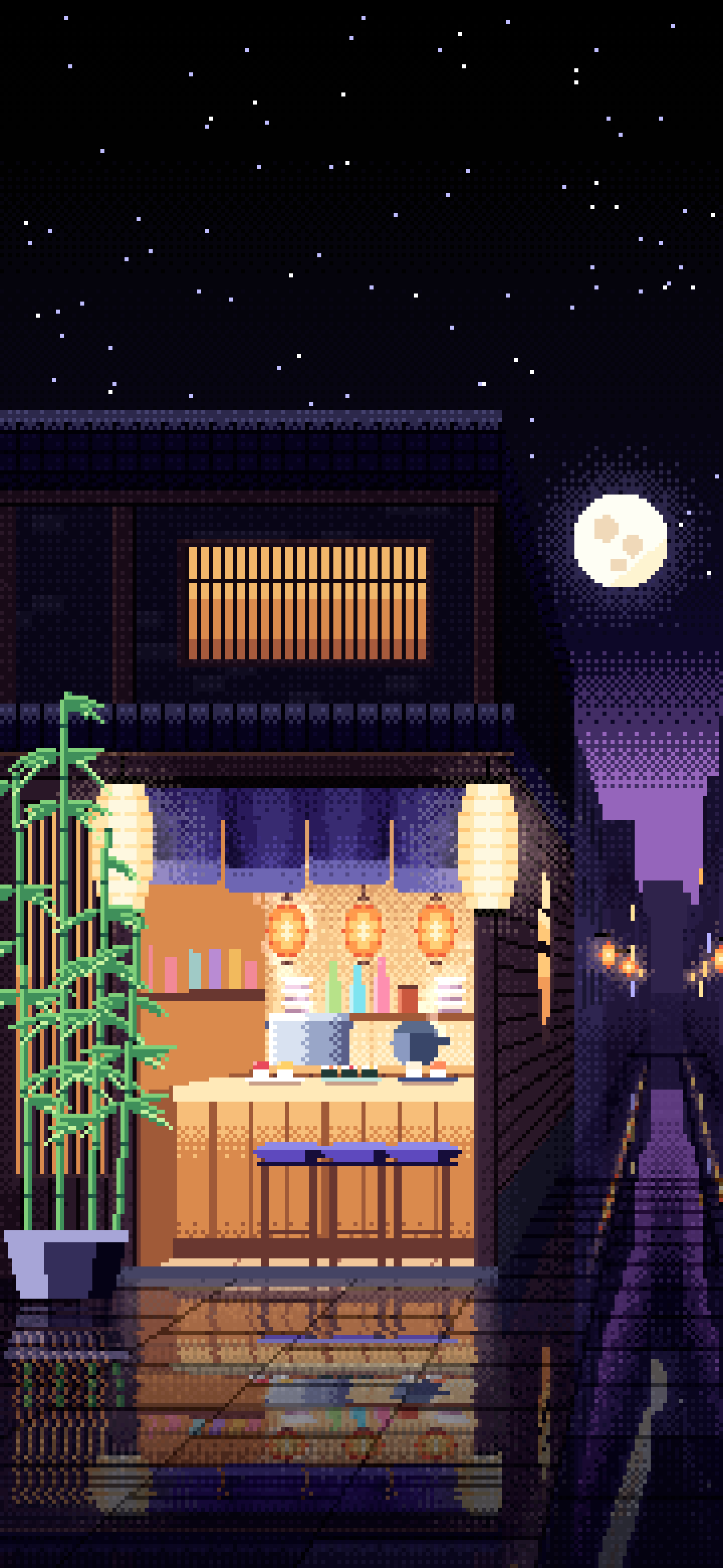 Black Pixel Art Sushi Bar wallpaper for iPhone and Android