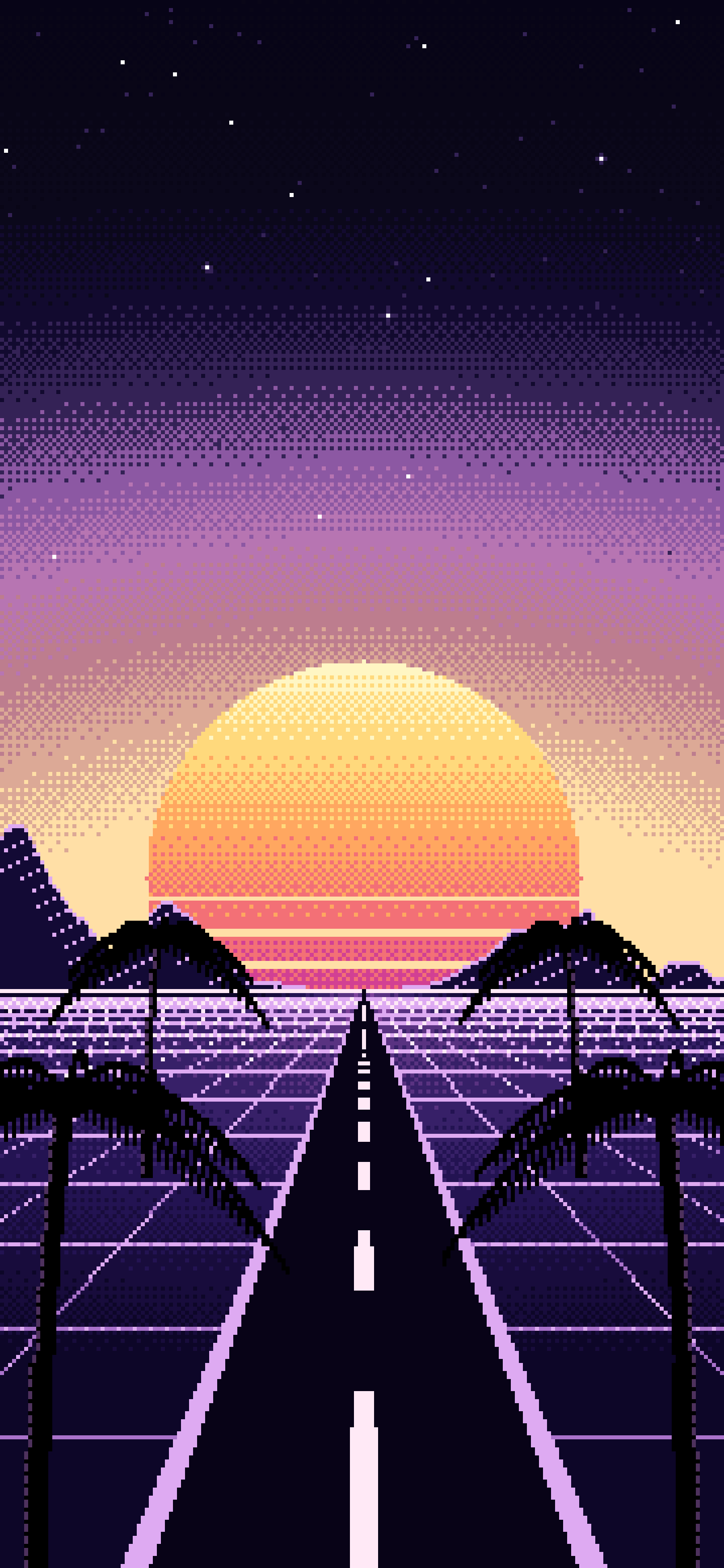 Black Pixel Art Synthwave wallpaper for iPhone and Android