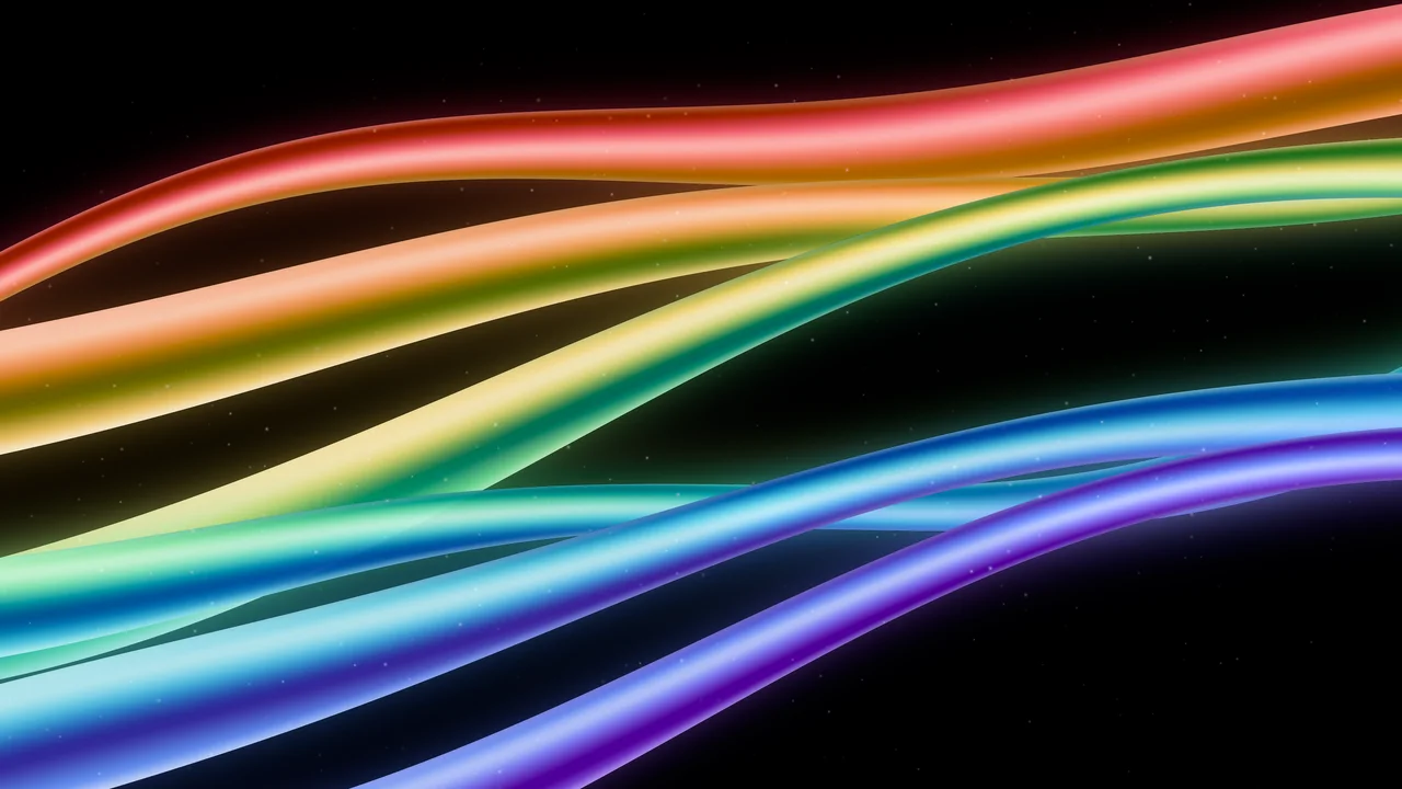 Black Rainbow Waves desktop wallpaper in 4K