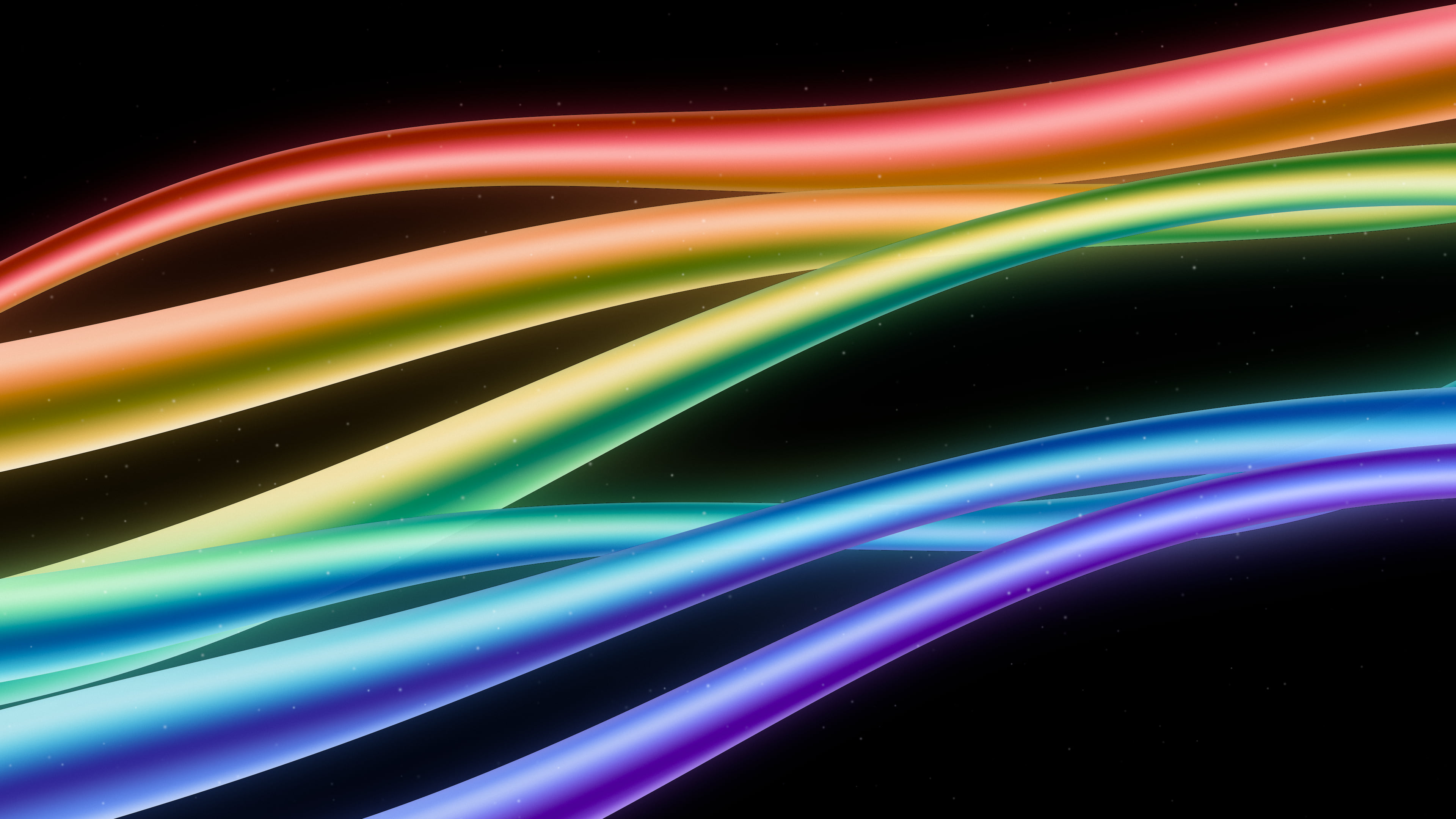 Black Rainbow Waves desktop wallpaper in 4K