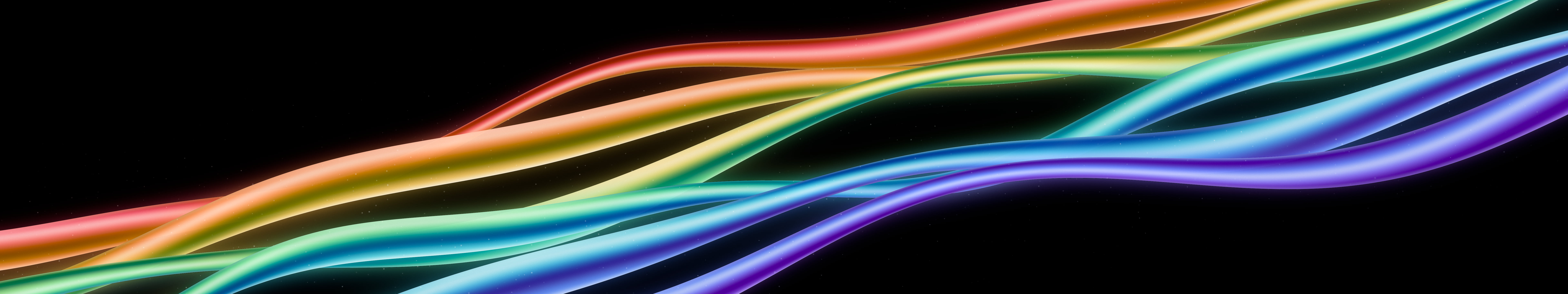 Black Rainbow Waves triple monitor wallpaper, 7680 × 1440
