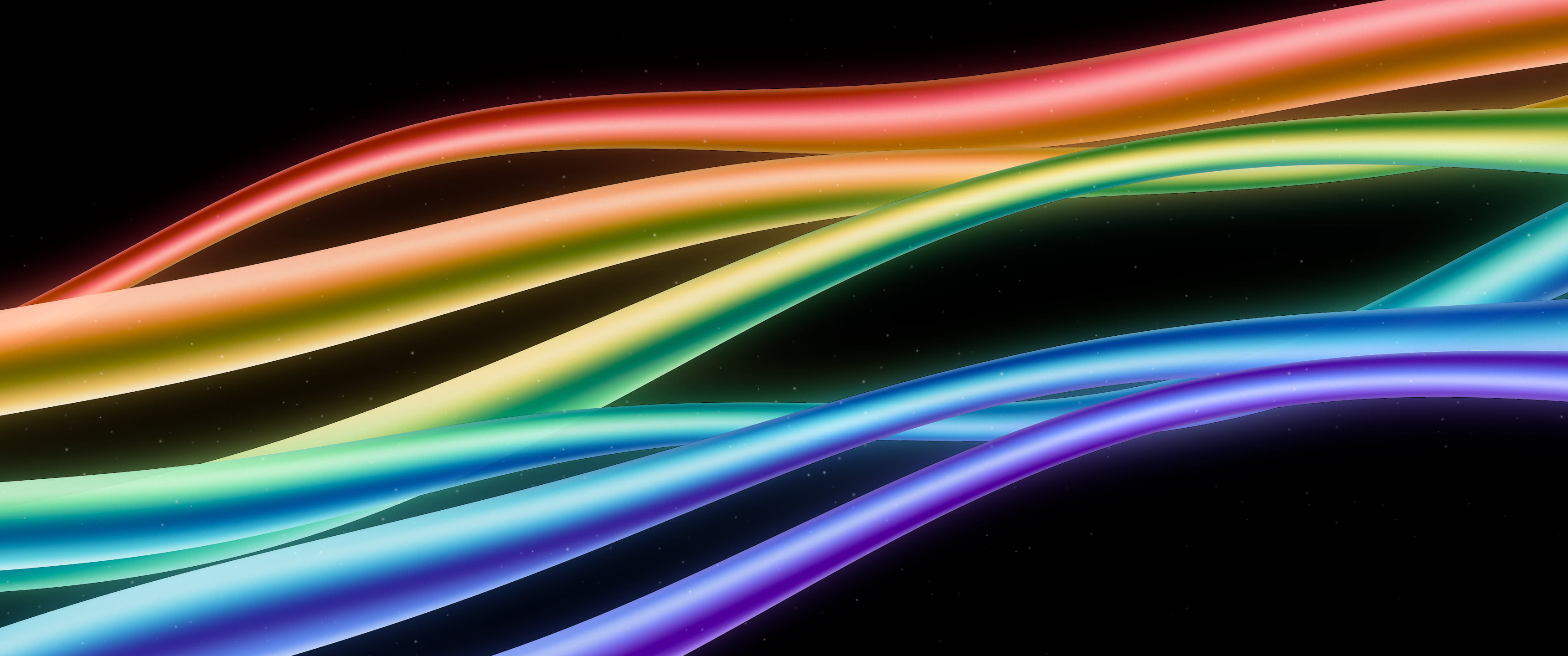 Black Rainbow Waves ultrawide wallpaper, 3440 × 1440