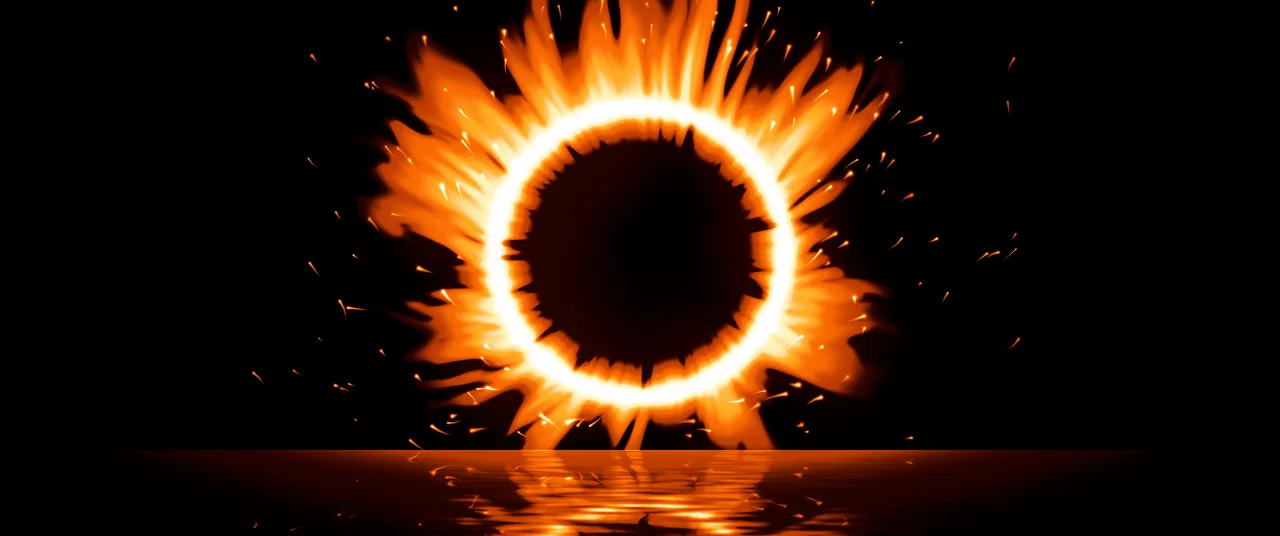Black Ring of Fire ultrawide wallpaper, 3440 × 1440